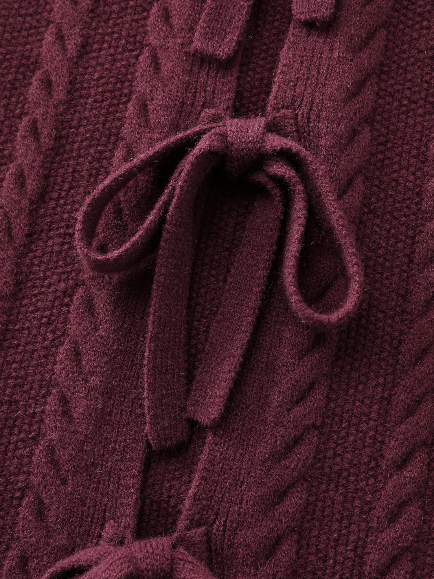Stretchy Braided Textured Front-Tie Knit Cardigan - Image 6