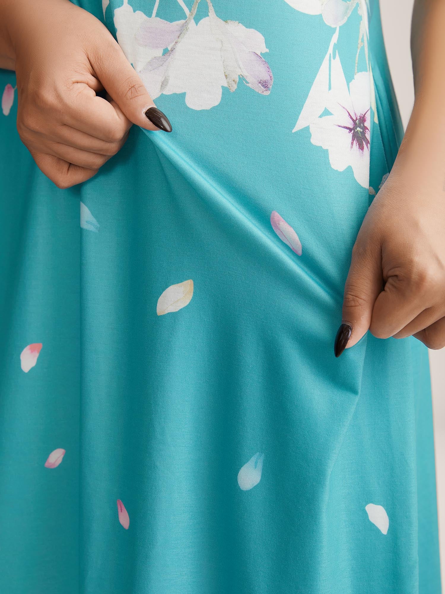 Stretchy Breezy Floral A-Line Midi Dress - Image 5