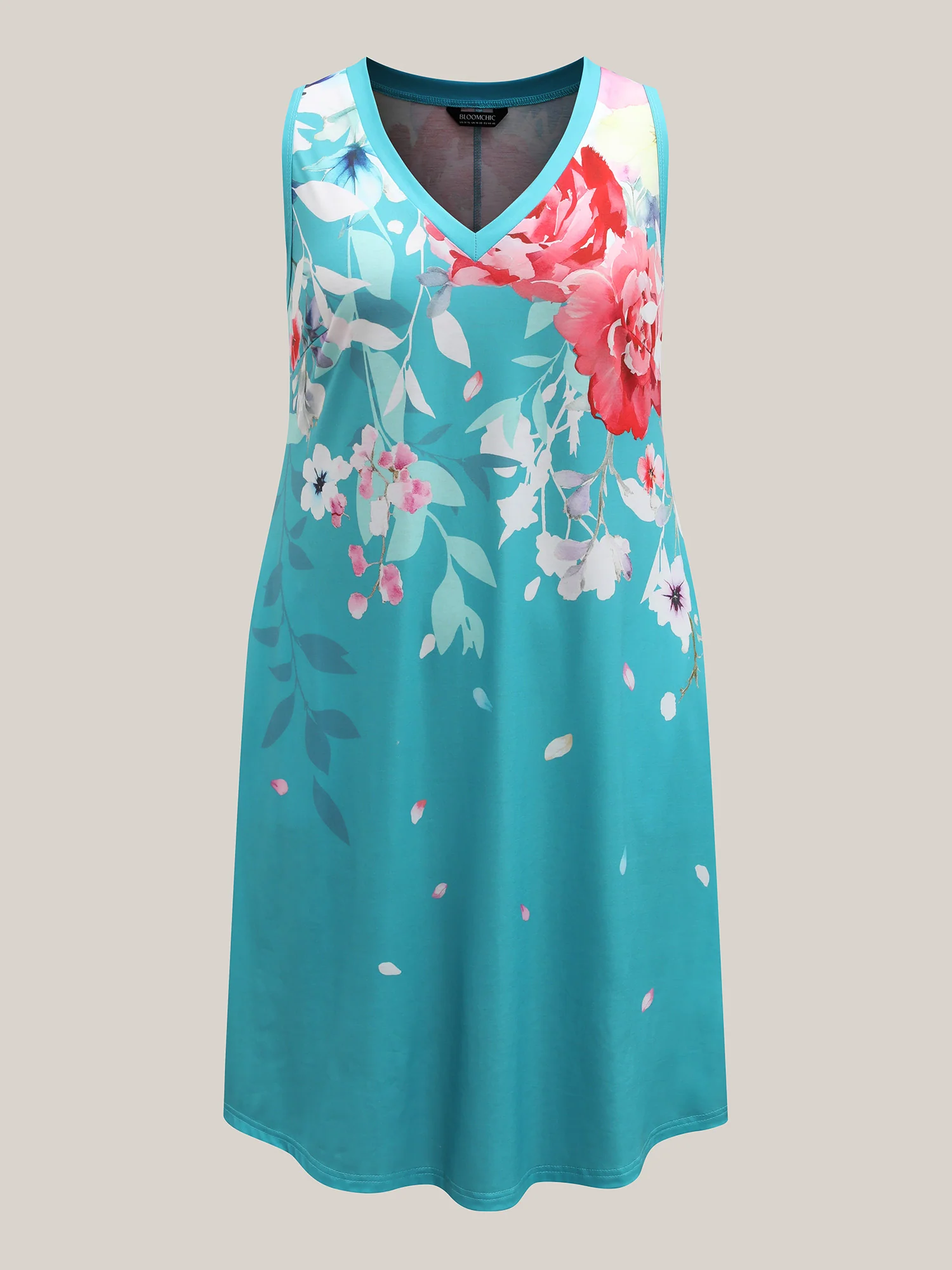 Stretchy Breezy Floral A-Line Midi Dress - Image 8