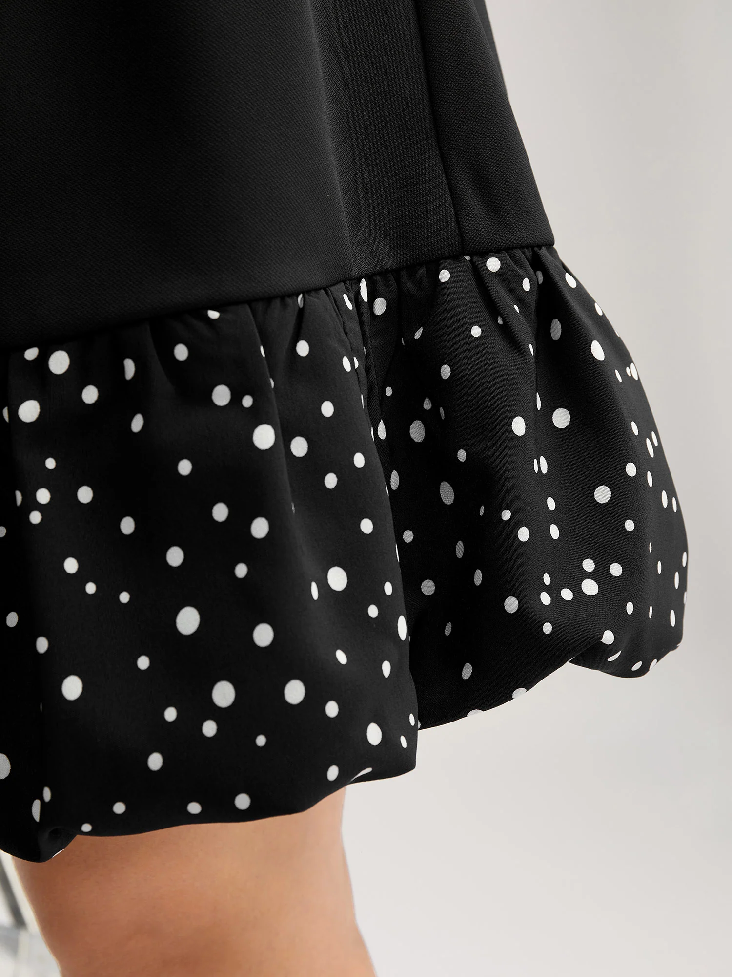 Stretchy Bubble Hem Polka Dots Mini Dress - Image 2