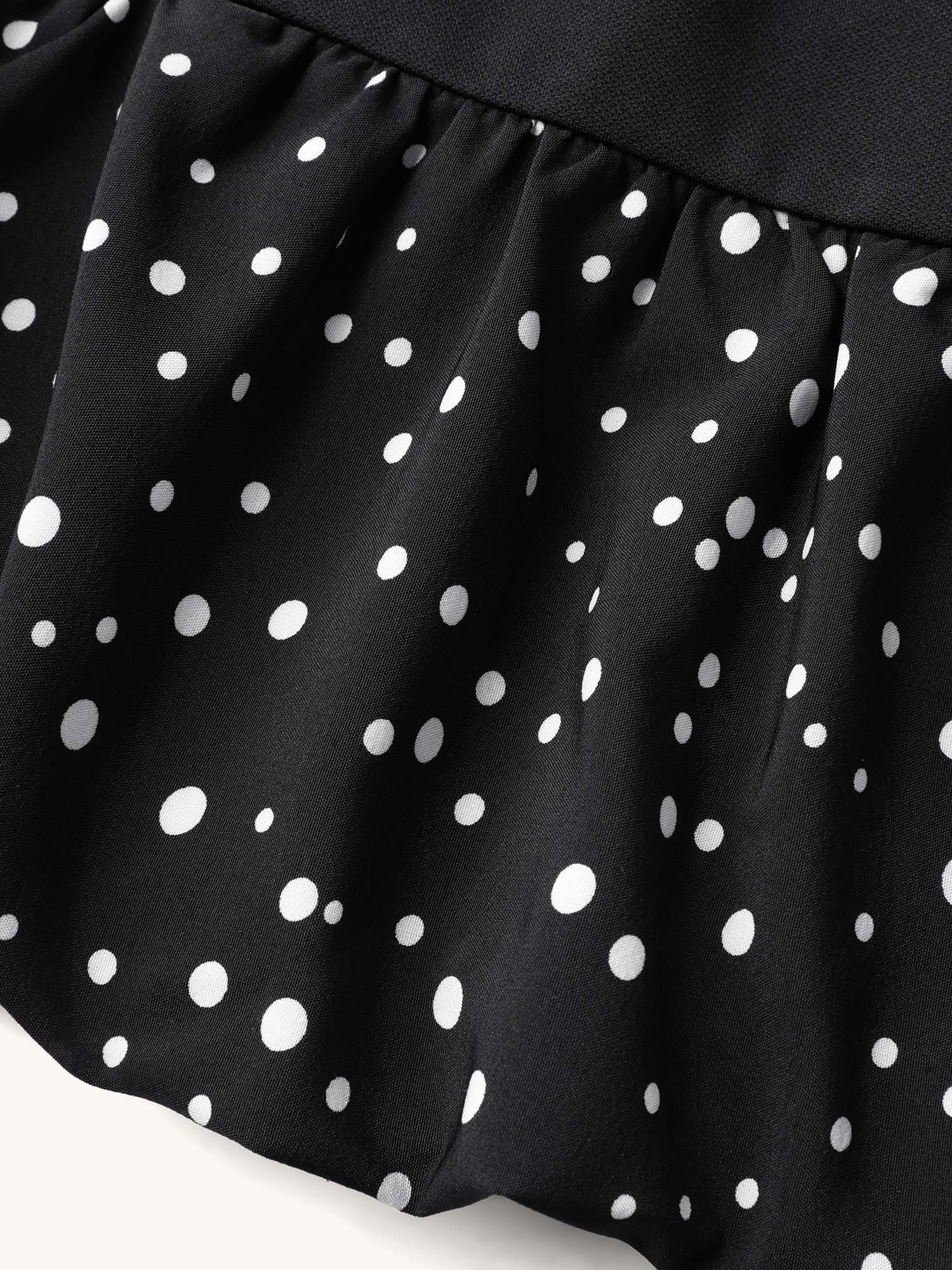 Stretchy Bubble Hem Polka Dots Mini Dress - Image 6