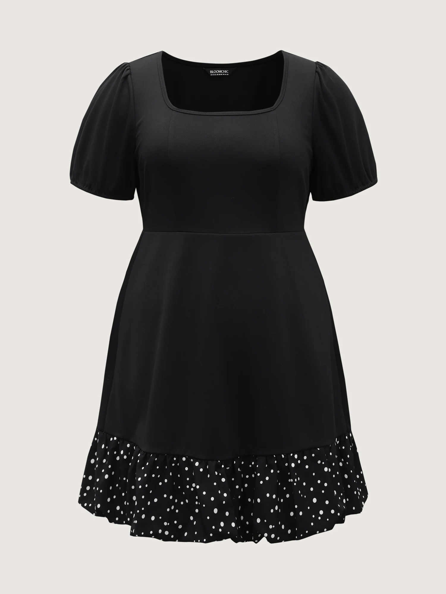 Stretchy Bubble Hem Polka Dots Mini Dress - Image 8