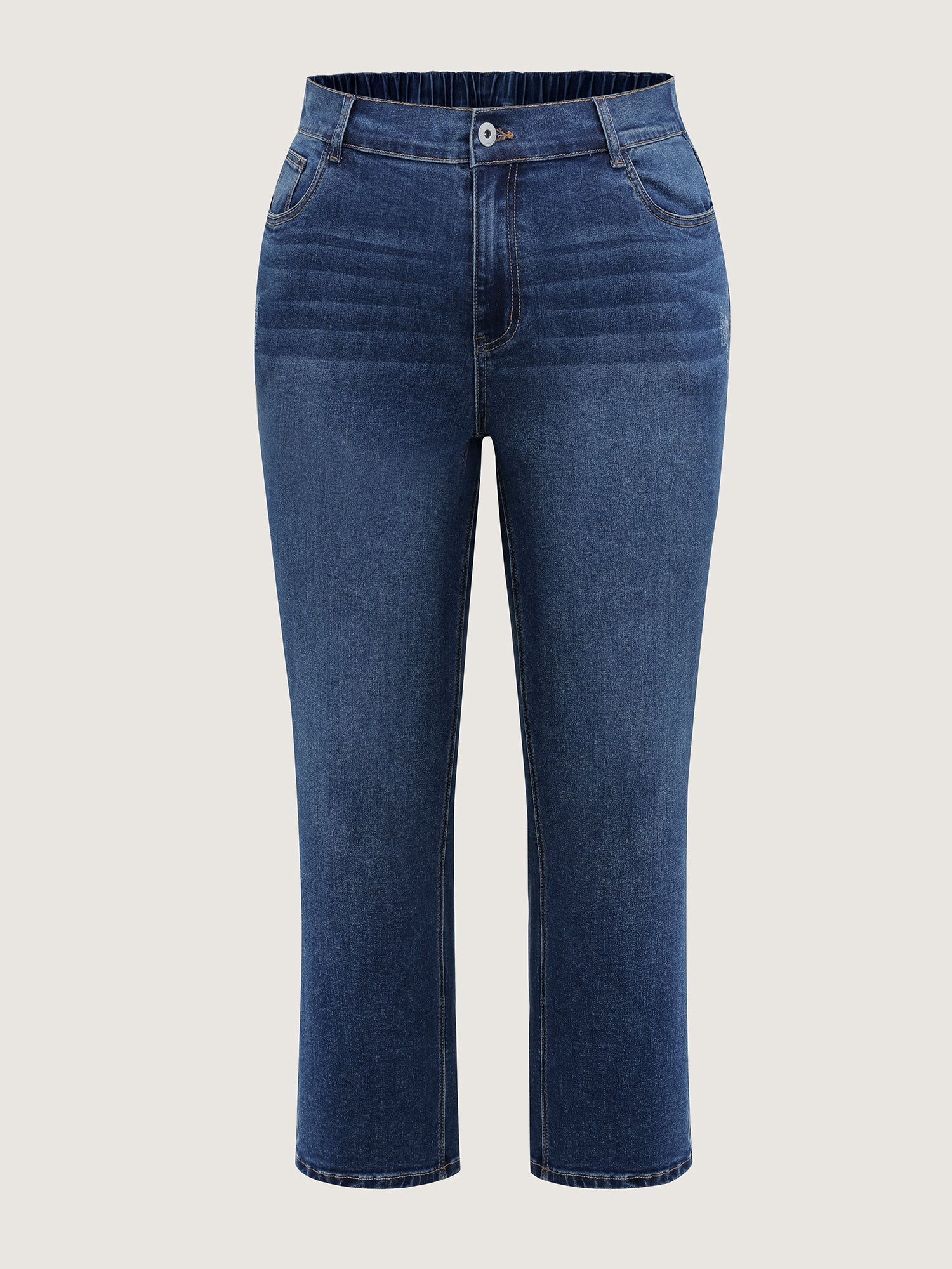 Stretchy Butt-Lifting Rubber Waist Straight-Leg Jeans - Image 9