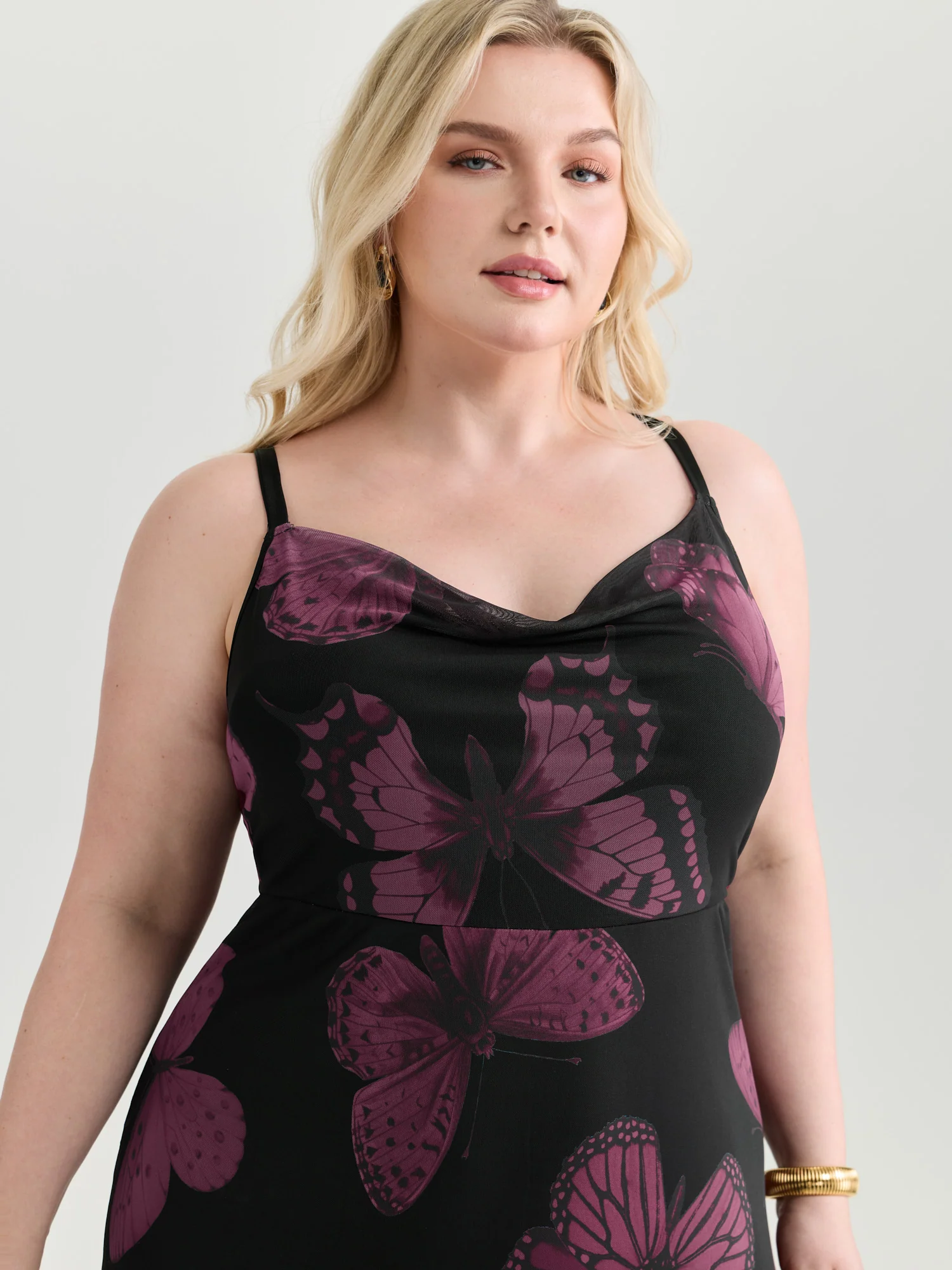Stretchy Butterfly Print Cami Maxi Dress - Image 2