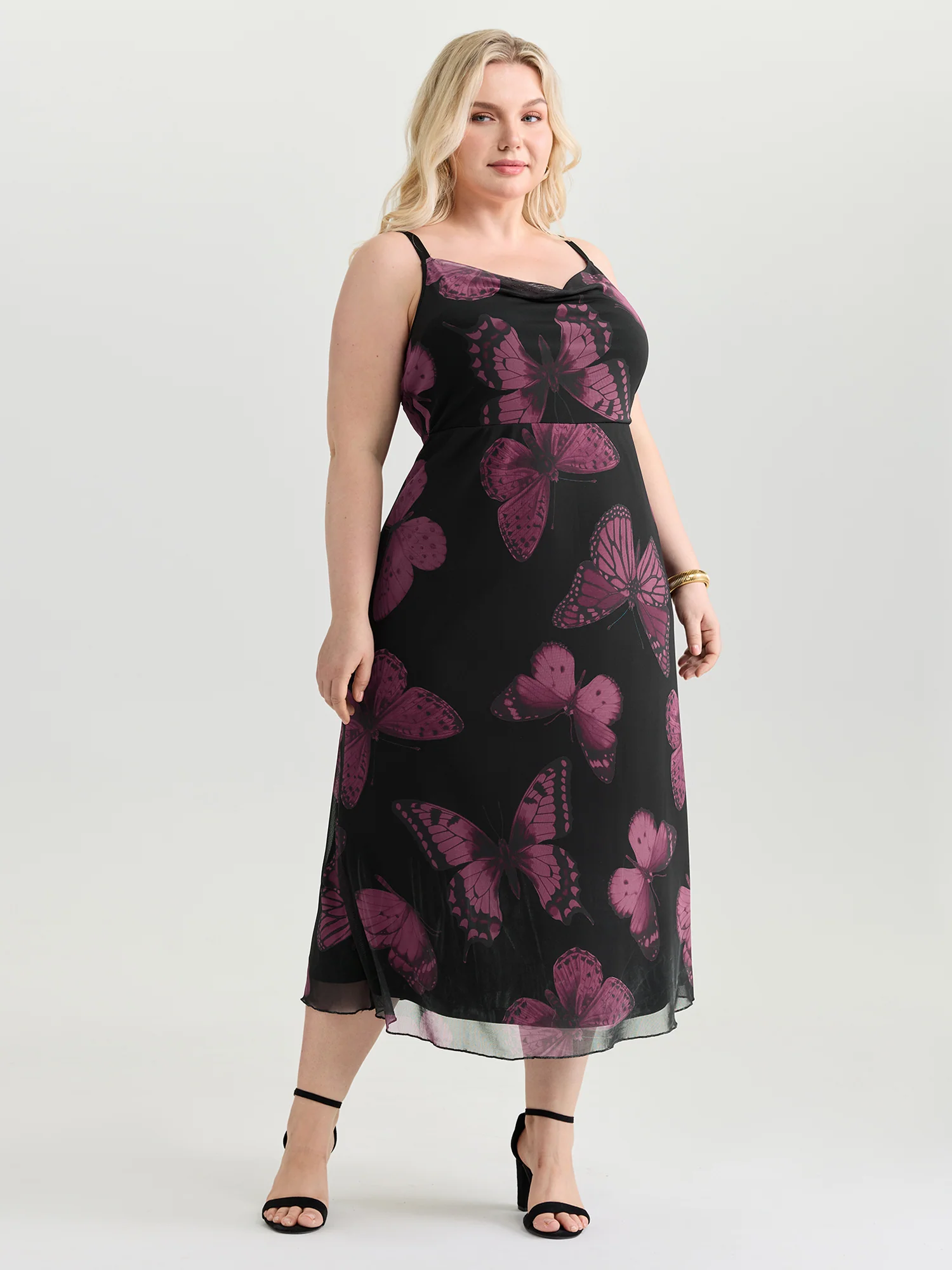 Stretchy Butterfly Print Cami Maxi Dress - Image 3