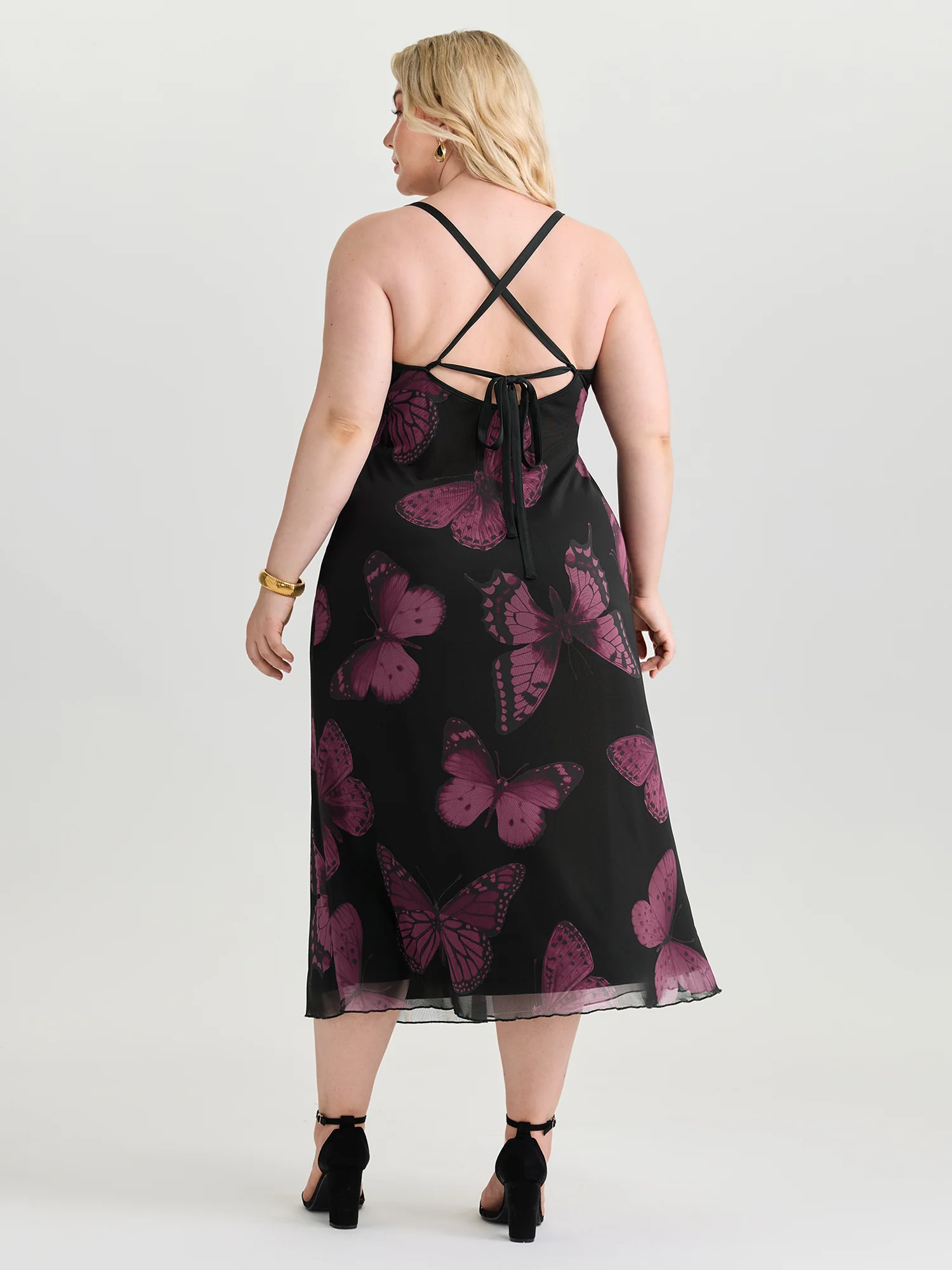Stretchy Butterfly Print Cami Maxi Dress - Image 6