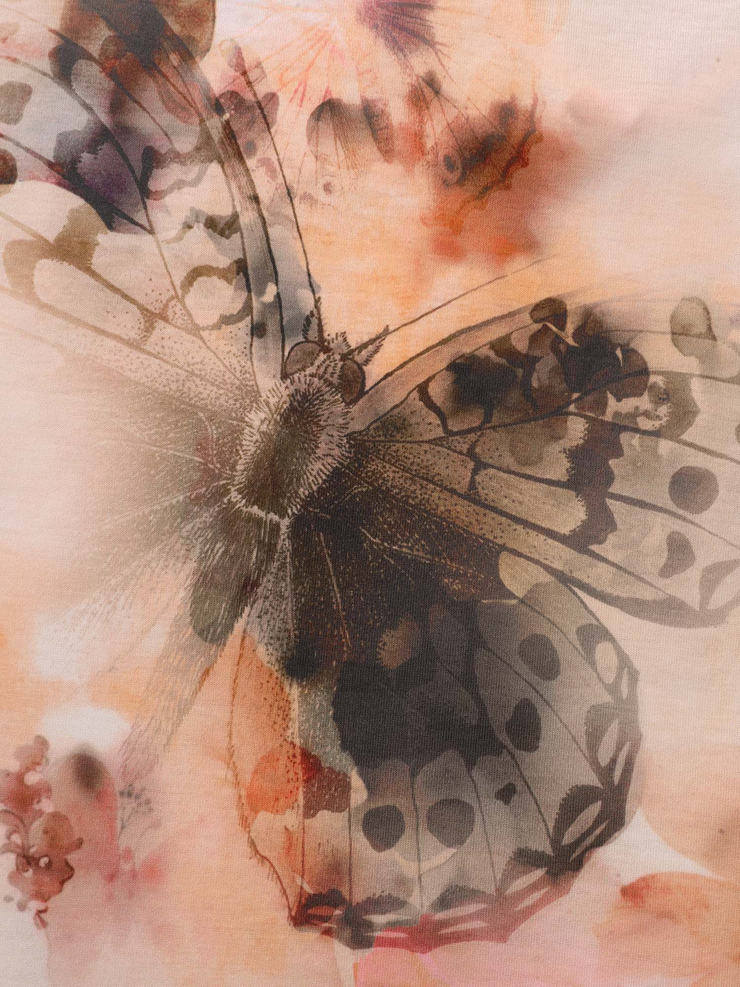 Stretchy Butterfly Print V Neck T-Shirt - Image 7