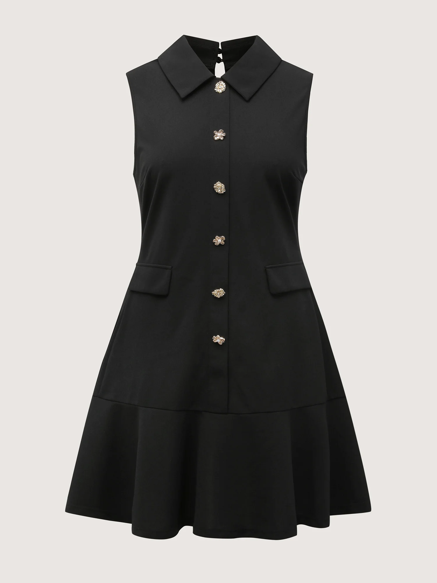 Stretchy Button Decor Knee-Length Dress - Image 7
