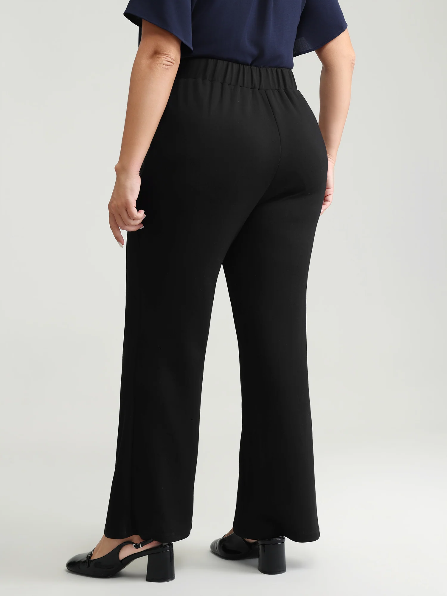 Stretchy Button Detail Bootcut Pants - Image 6