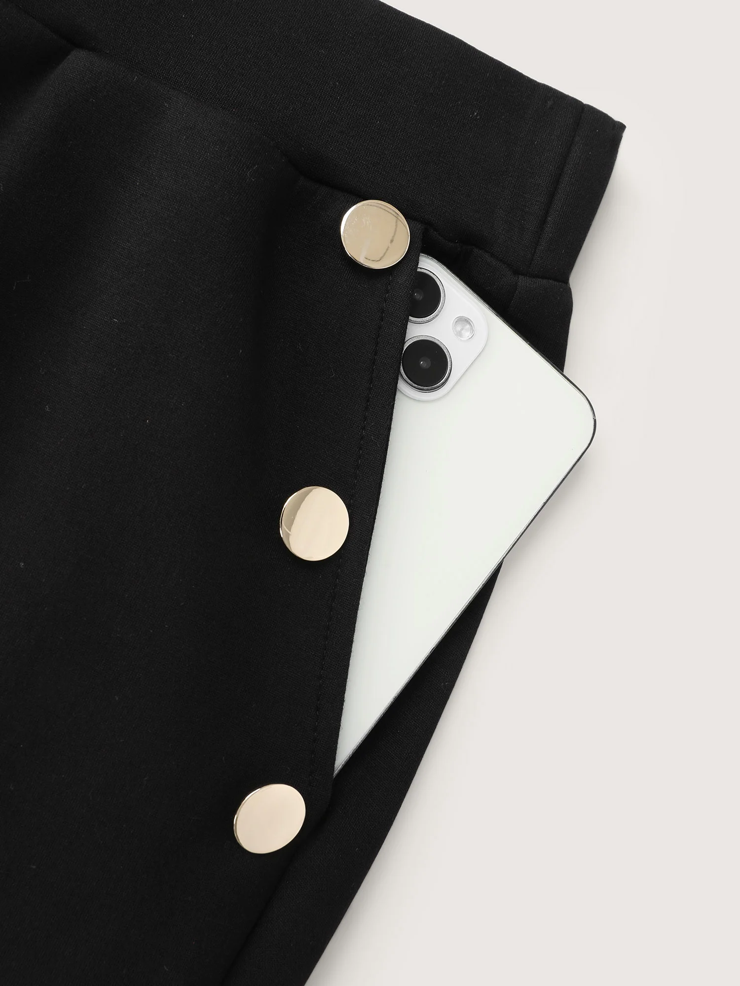 Stretchy Button Detail Bootcut Pants - Image 7