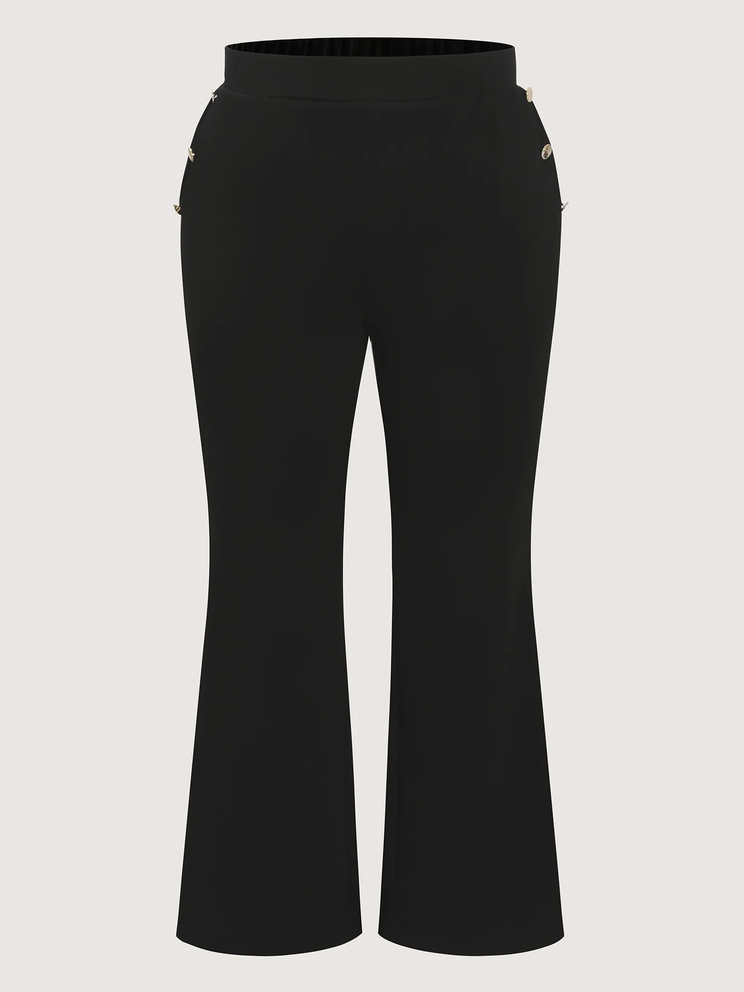 Stretchy Button Detail Bootcut Pants - Image 8