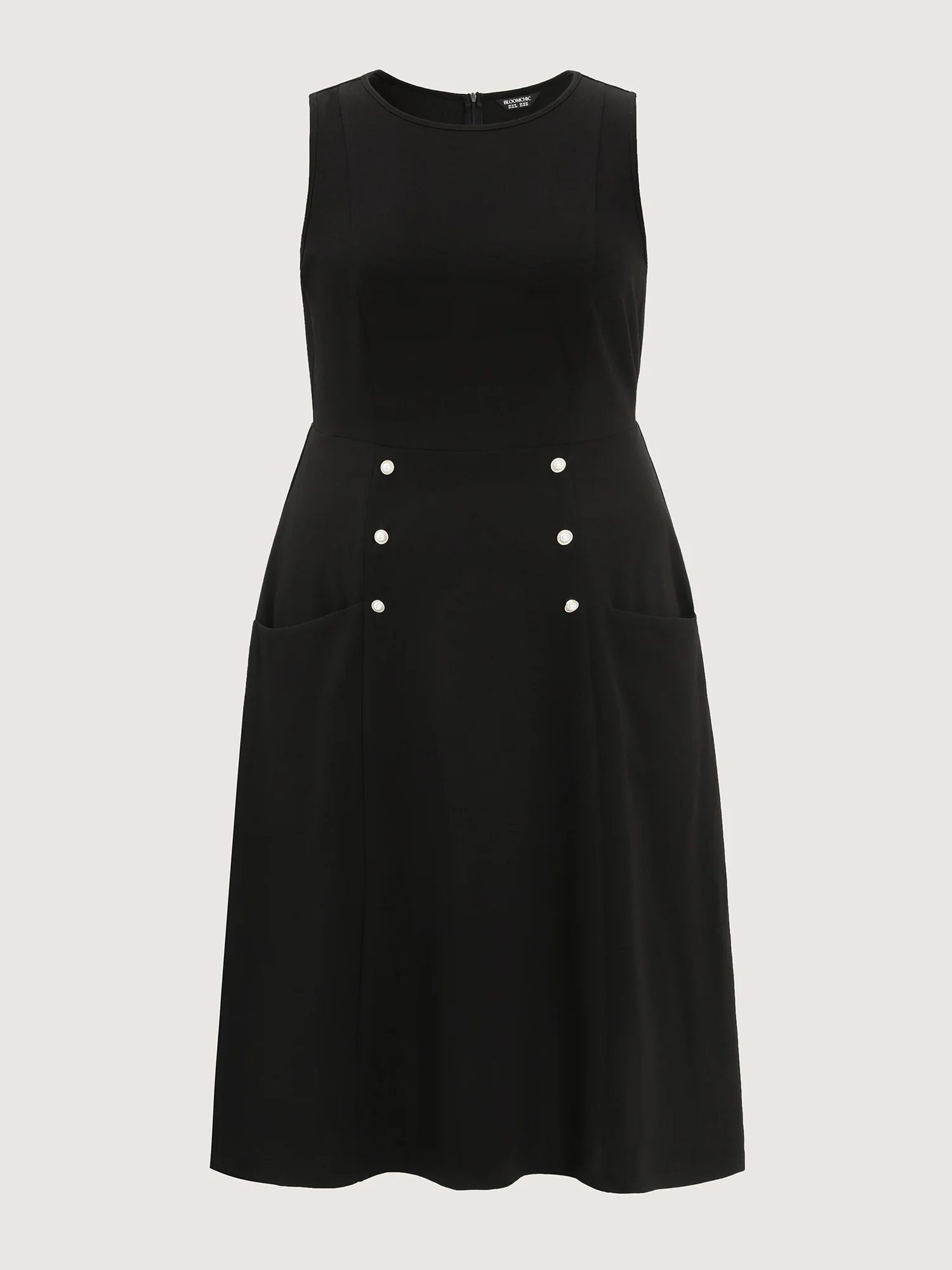 Stretchy Button Detail Fit And Flare Midi Dress - Image 8