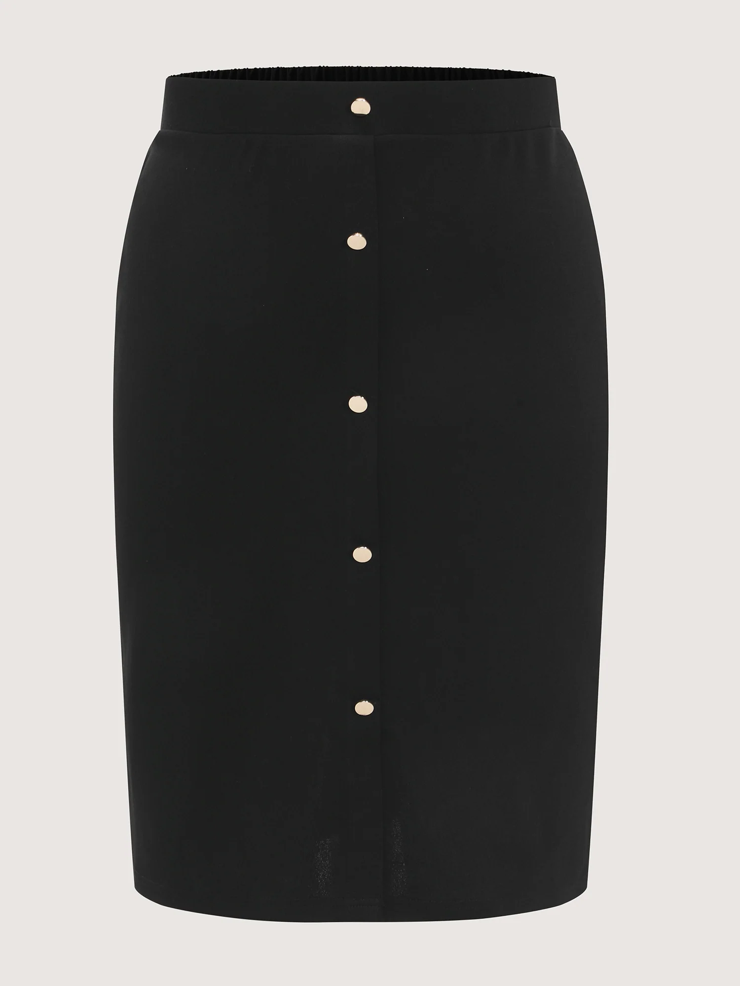 Stretchy Button Detail Straight-Fit Midi Skirt - Image 8
