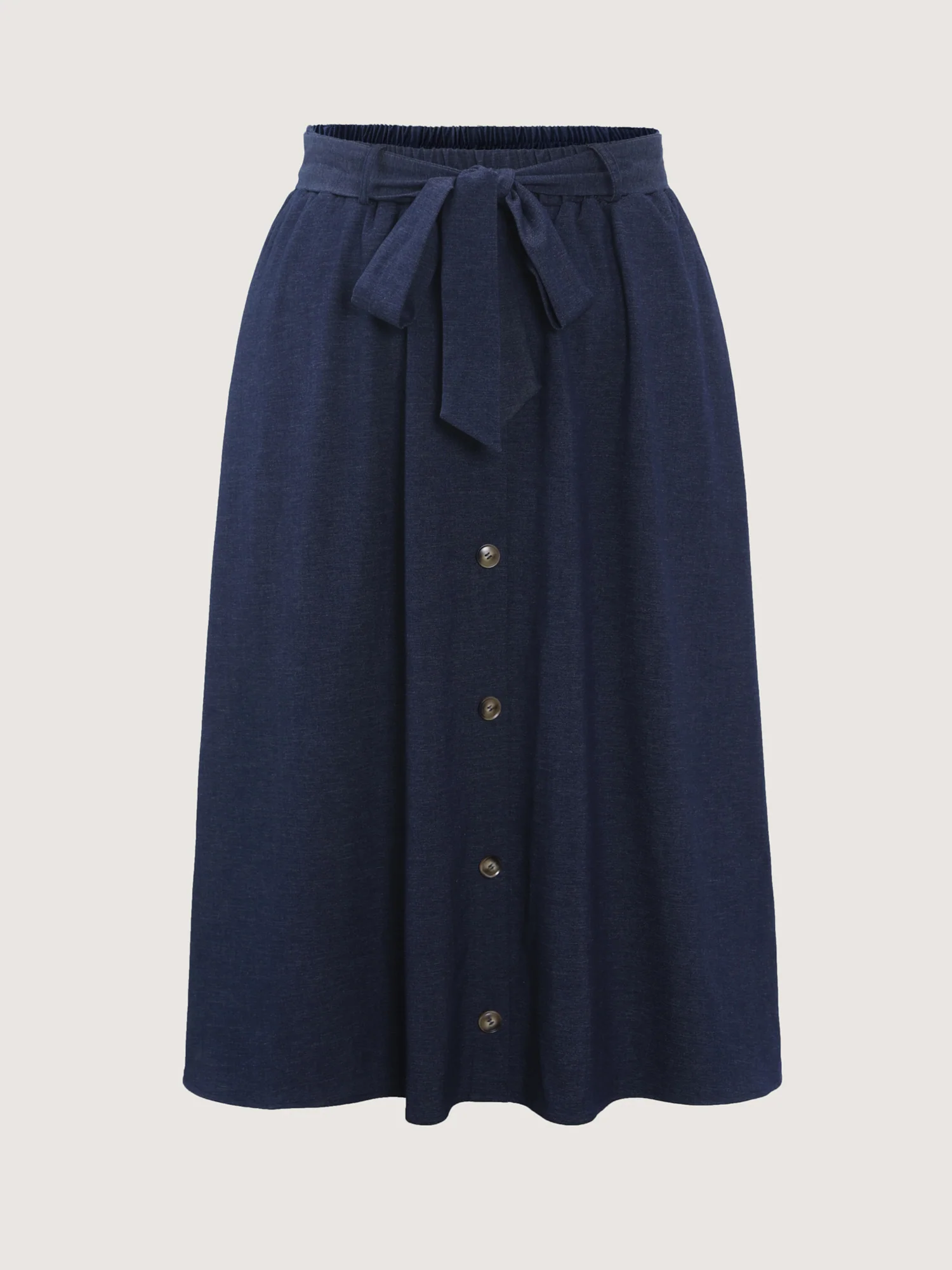 Stretchy Button Detail Waist-Tie Maxi Skirt - Image 9