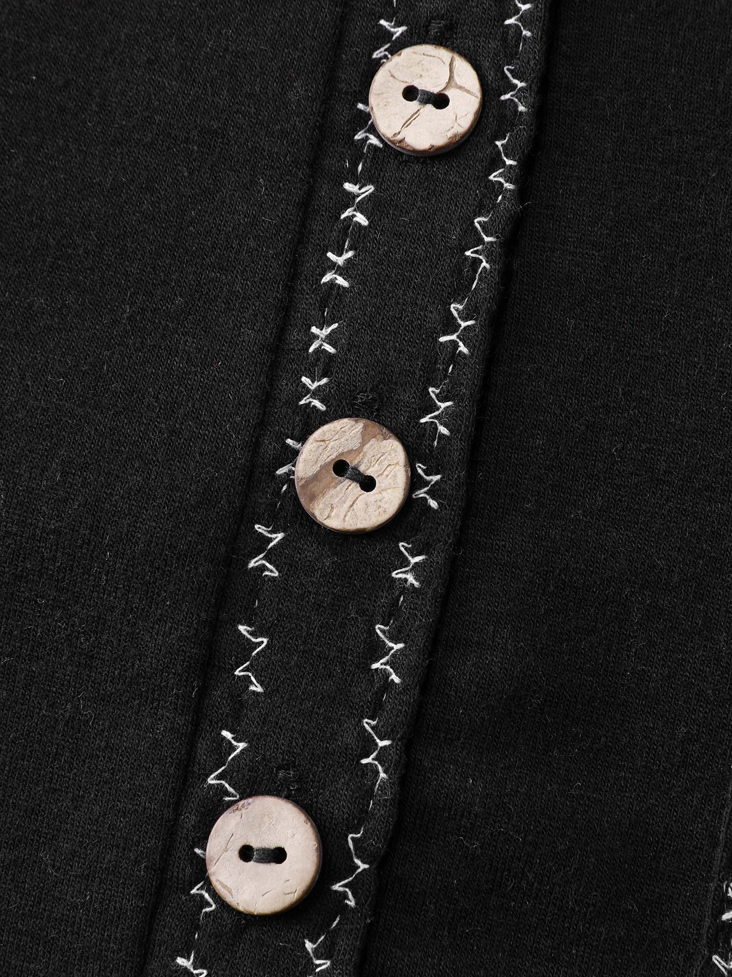 Stretchy Button Placket Plain T-Shirt - Image 7
