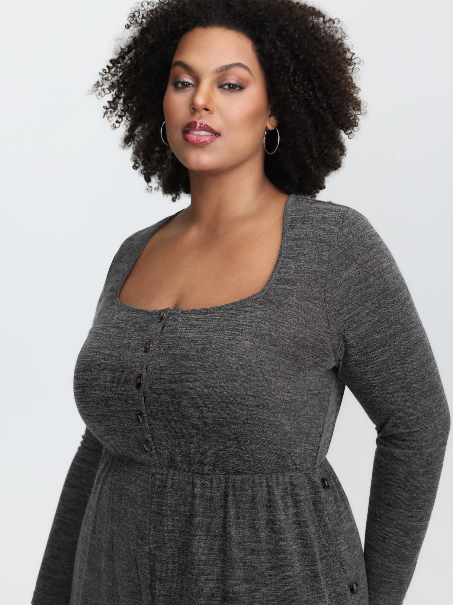 Stretchy Button Placket Wide-Leg Jumpsuit - Image 2