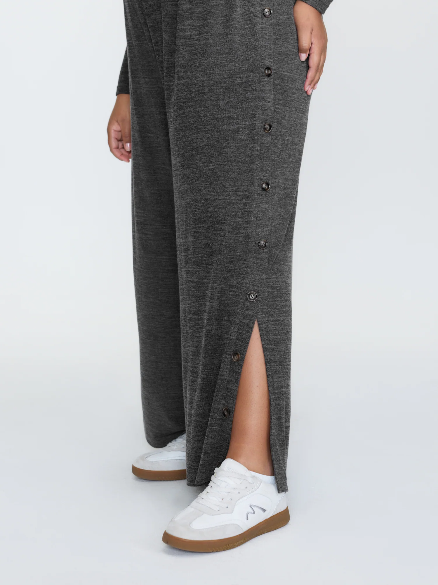 Stretchy Button Placket Wide-Leg Jumpsuit - Image 4
