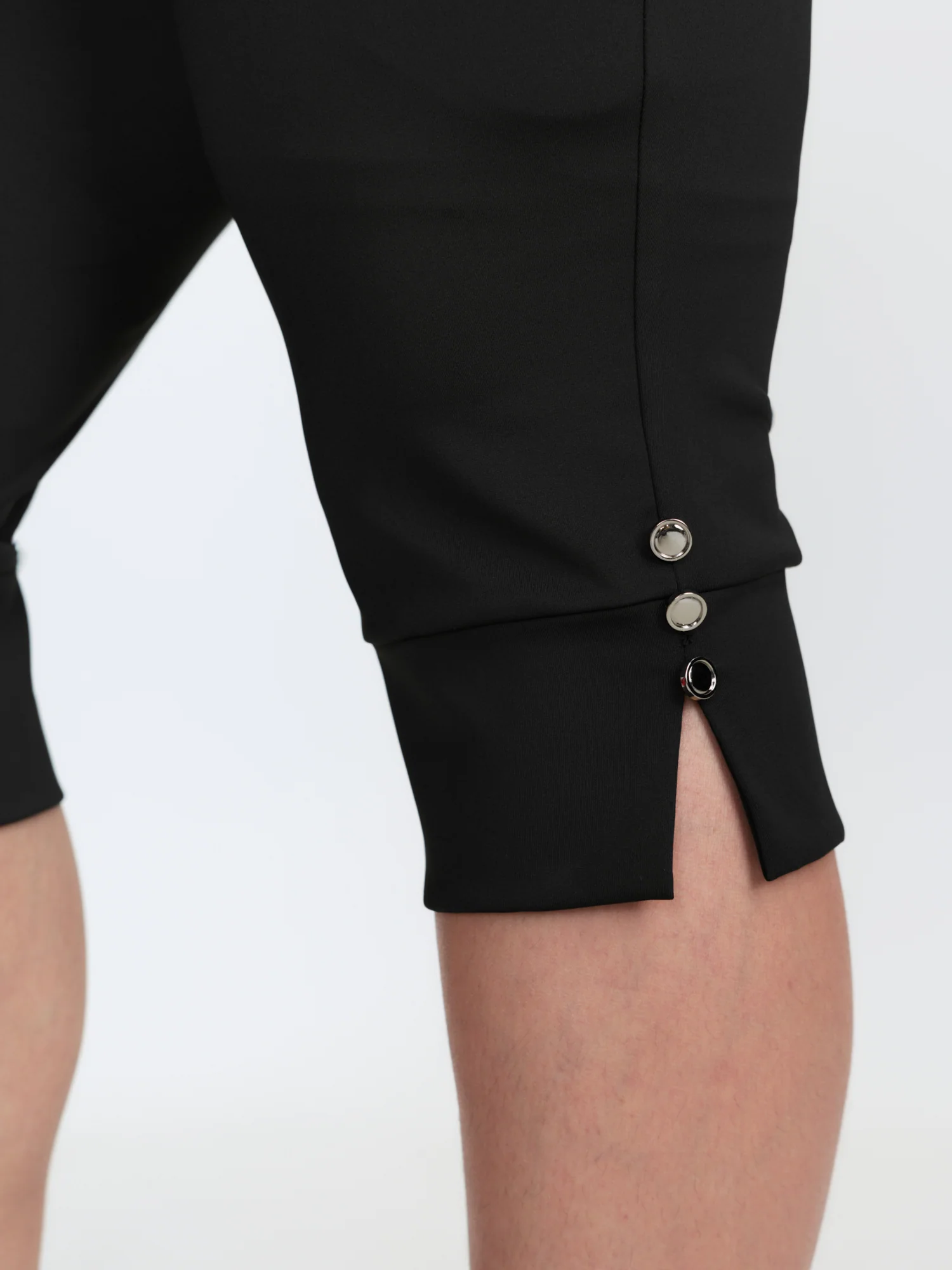 Stretchy Button Split Hem Leggings - Image 4
