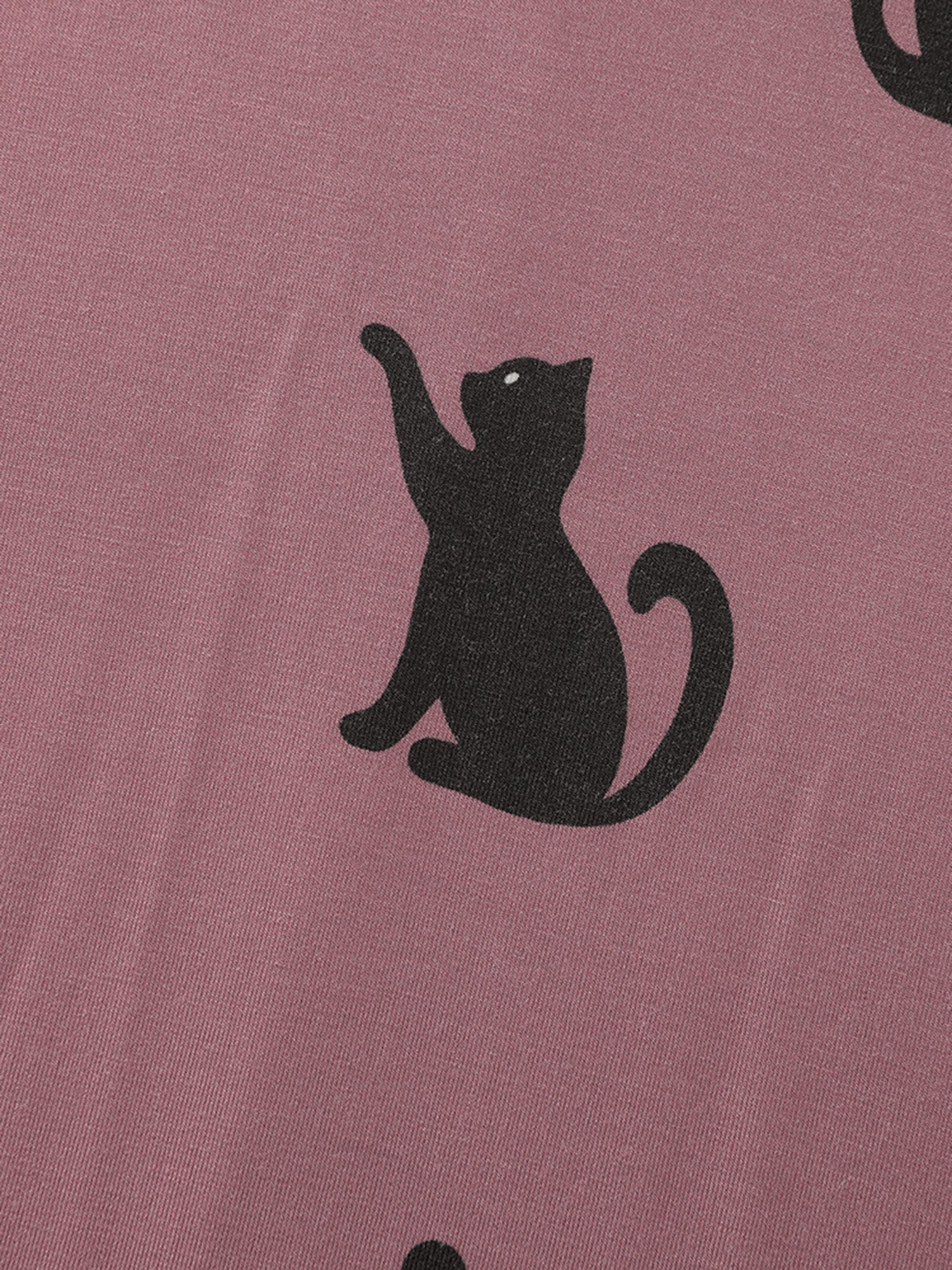 Stretchy Cat Print Round Neck Lounge Dress - Image 6
