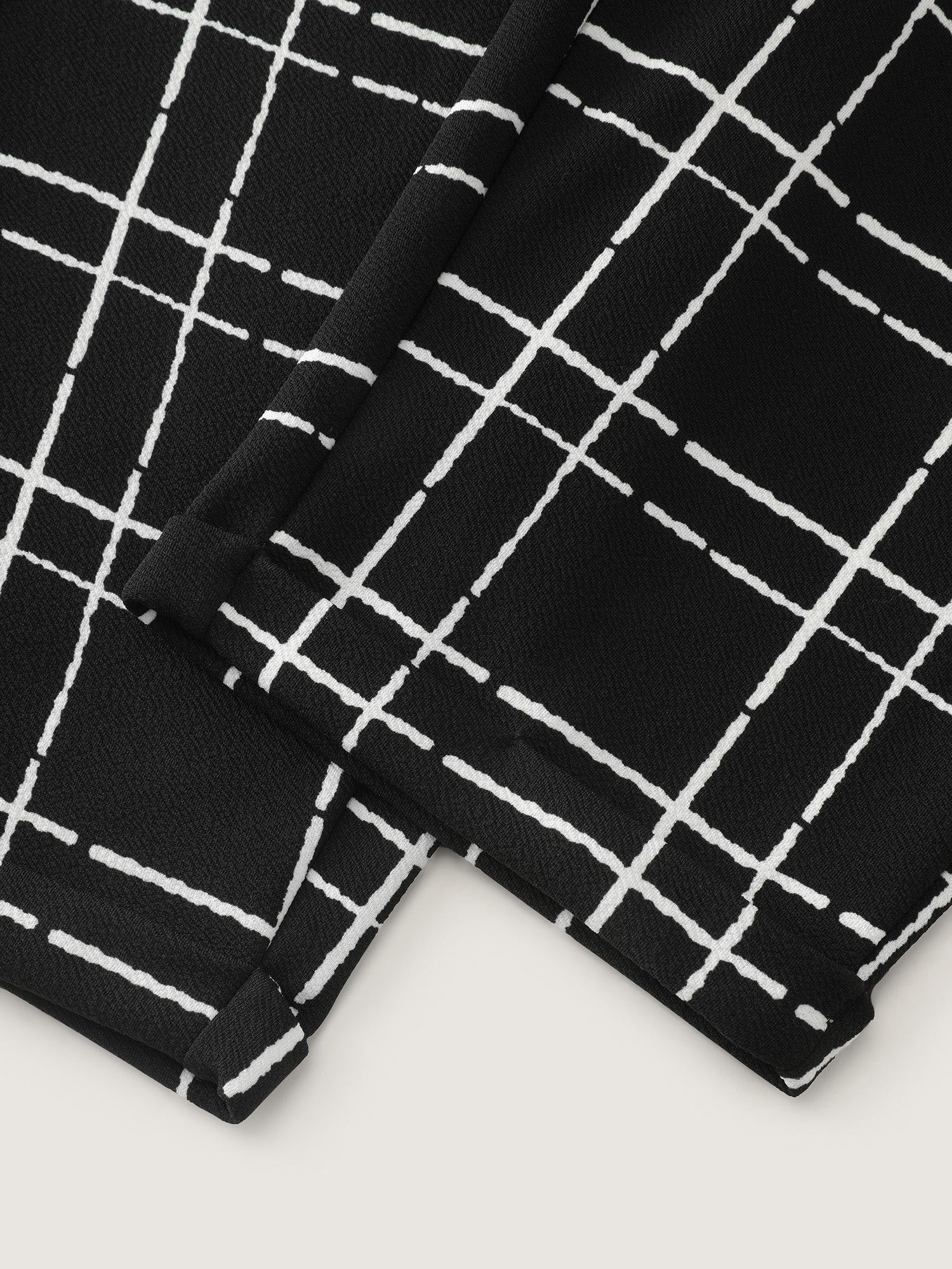 Stretchy Check Print Button Pants - Image 8