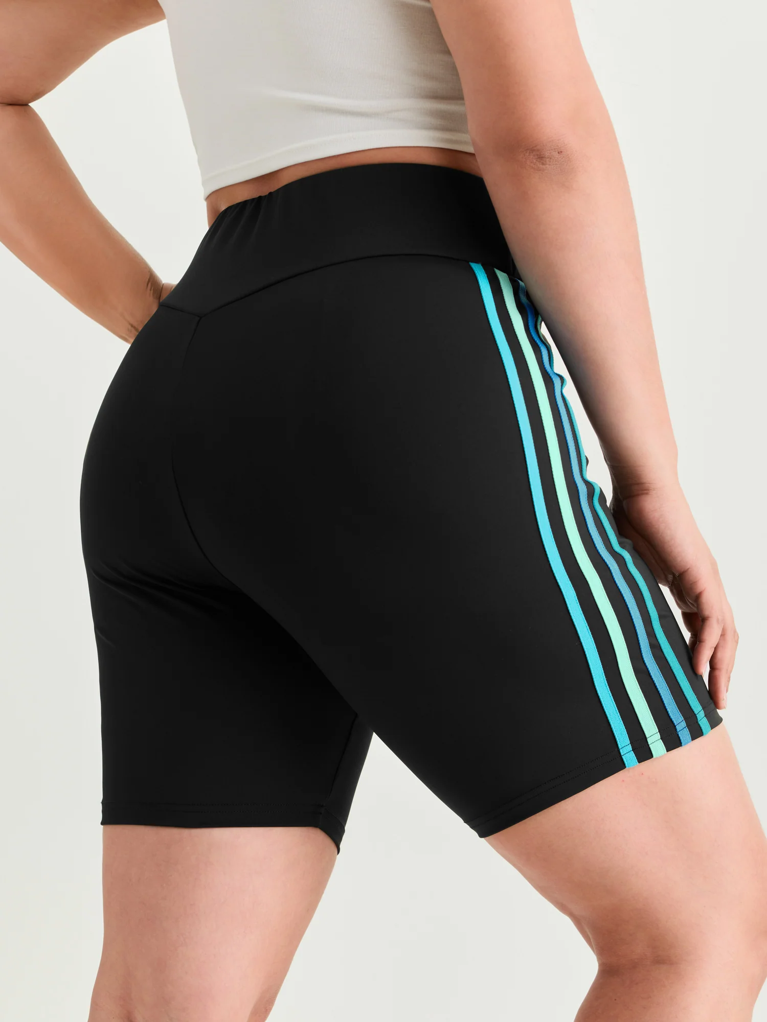 Stretchy Color Contrast Cropped Leggings - Image 5