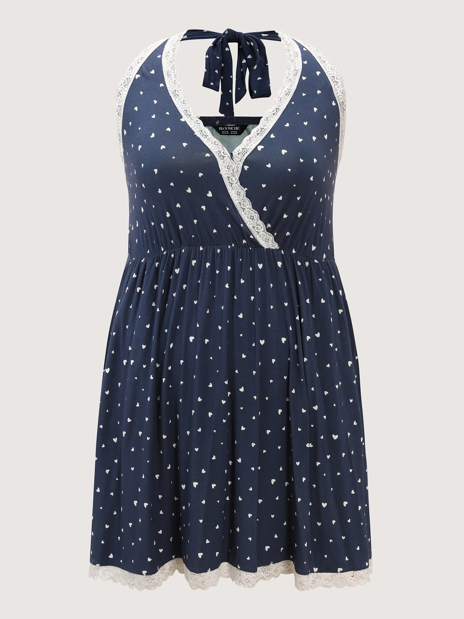 Stretchy Mini Hearts Halter Neck Nightgown - Image 8