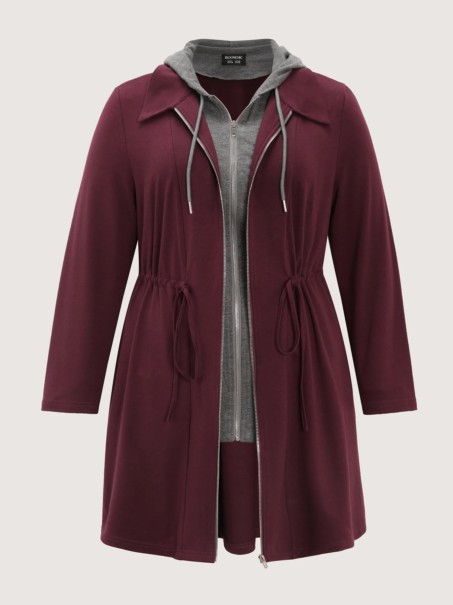 Stretchy Color Contrast Hooded Coat - Image 8