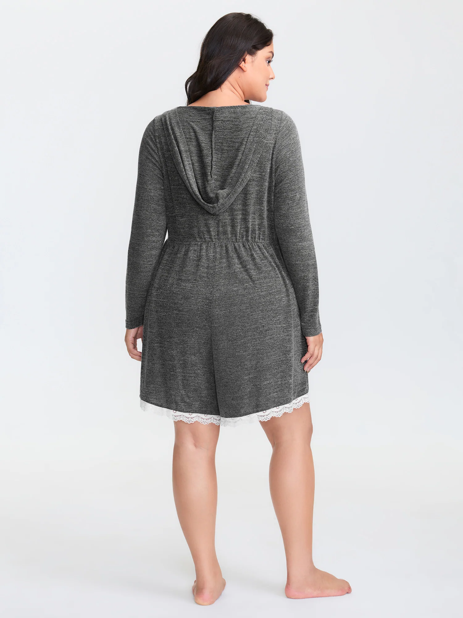Stretchy Color Contrast Drawstring Pajama Romper - Image 4