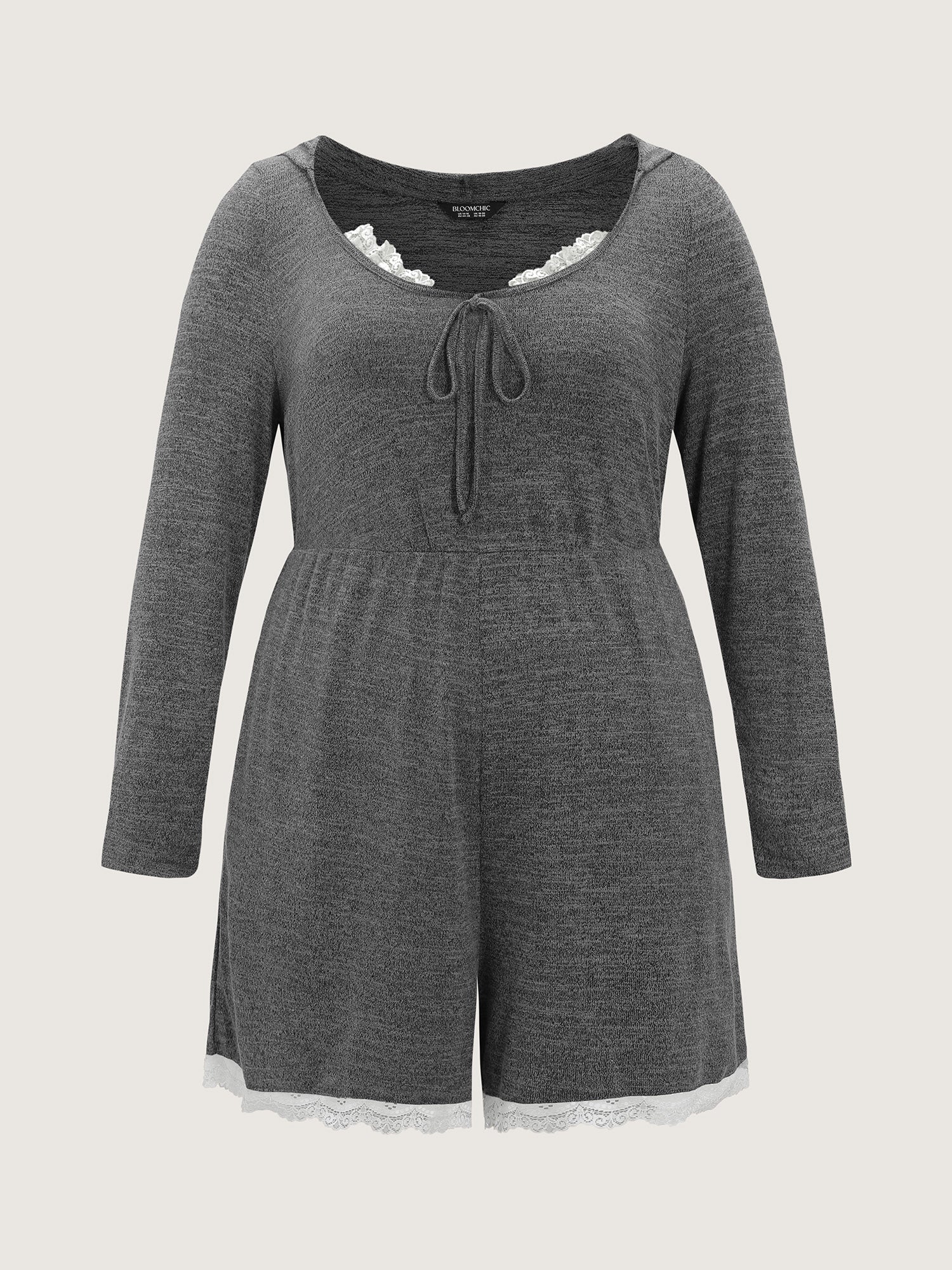 Stretchy Color Contrast Drawstring Pajama Romper - Image 7
