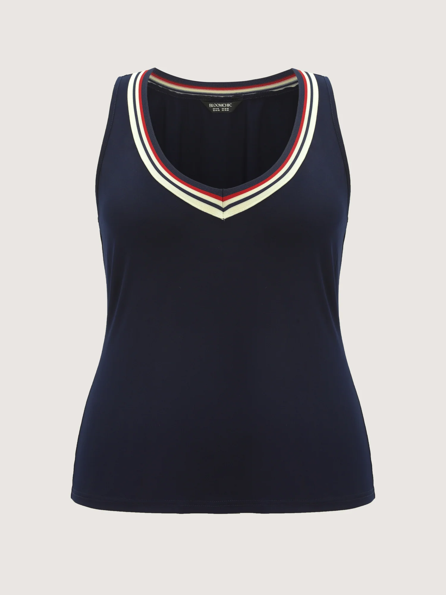 Stretchy Color Contrast Neckline Tank Top - Image 7