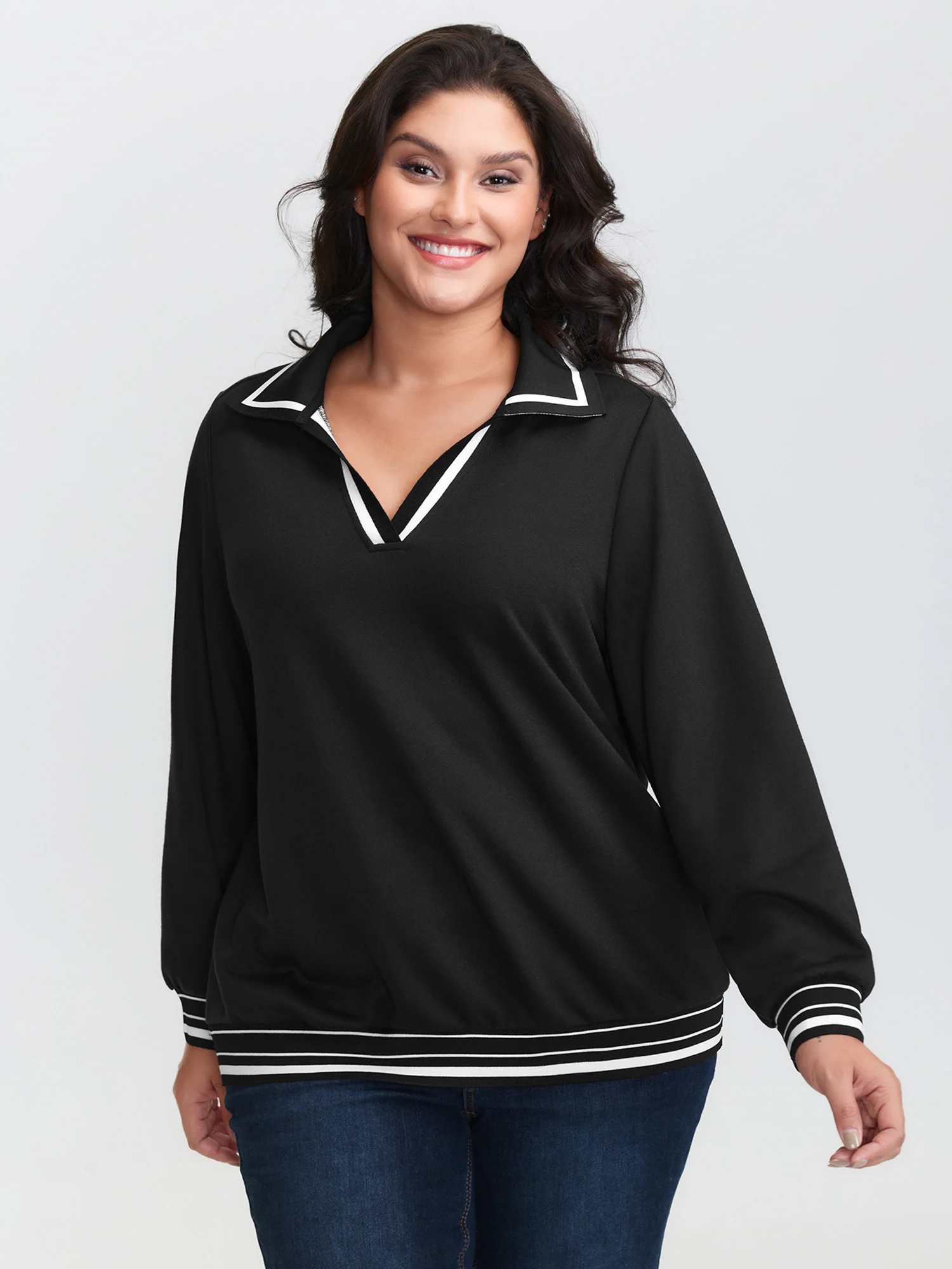 Stretchy Color Contrast Sweatshirt