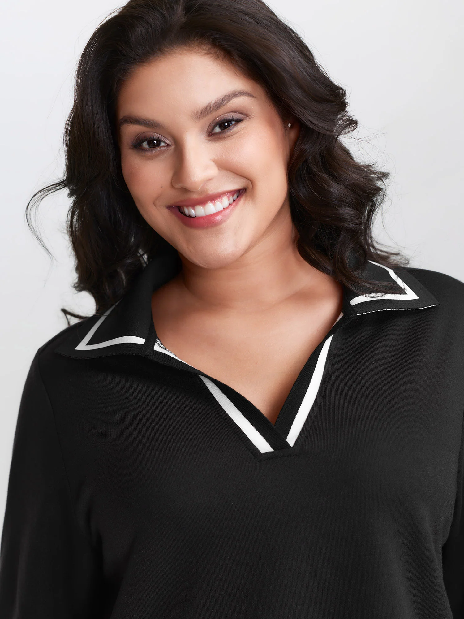 Stretchy Color Contrast Sweatshirt - Image 2