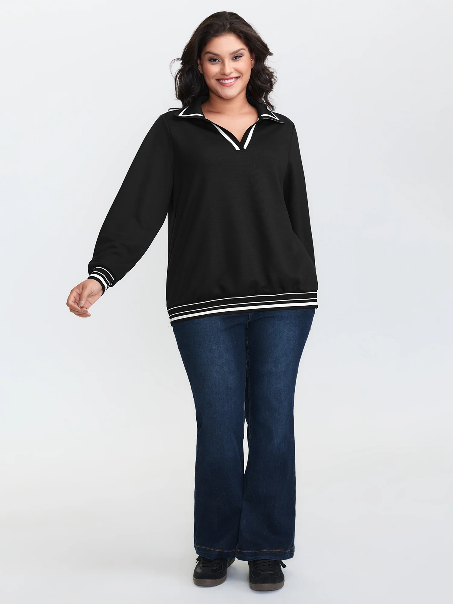 Stretchy Color Contrast Sweatshirt - Image 3