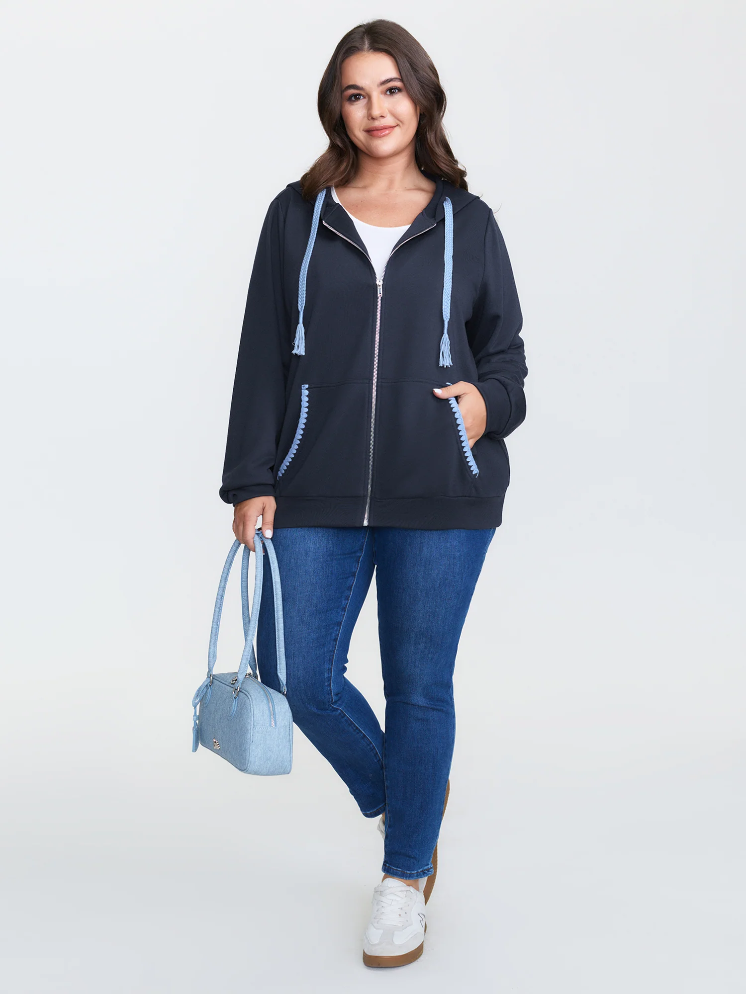 Stretchy Color Contrast Zipper Jacket - Image 3