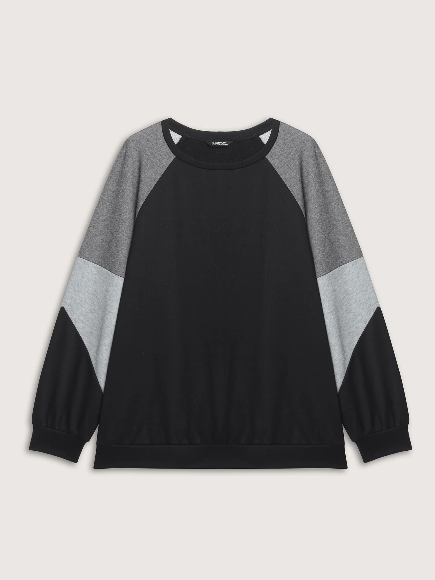 Stretchy Colorblock Round Neck Sweatshirt - Image 7
