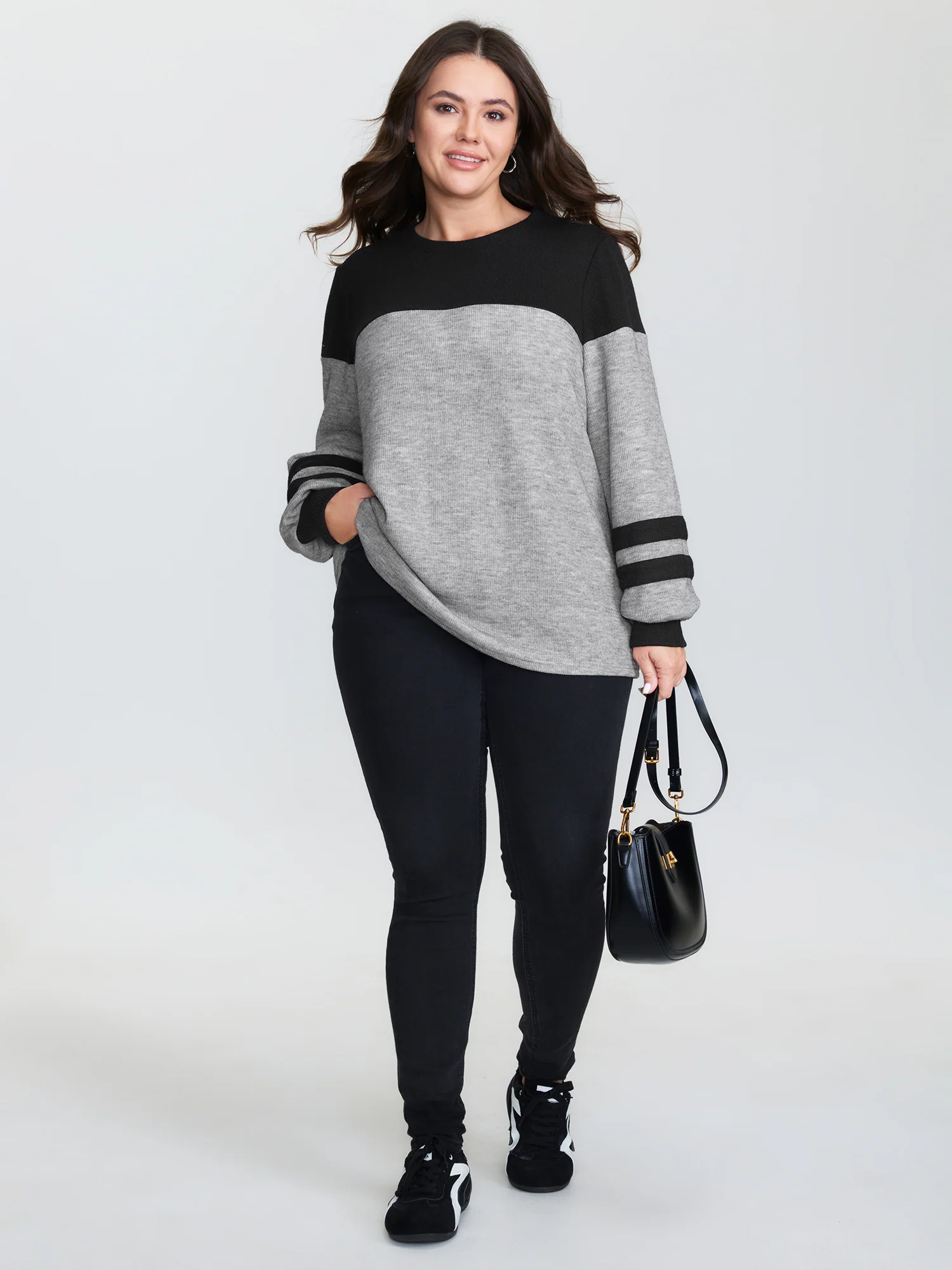 Stretchy Colorblock Striped Sweatshirt - Image 3
