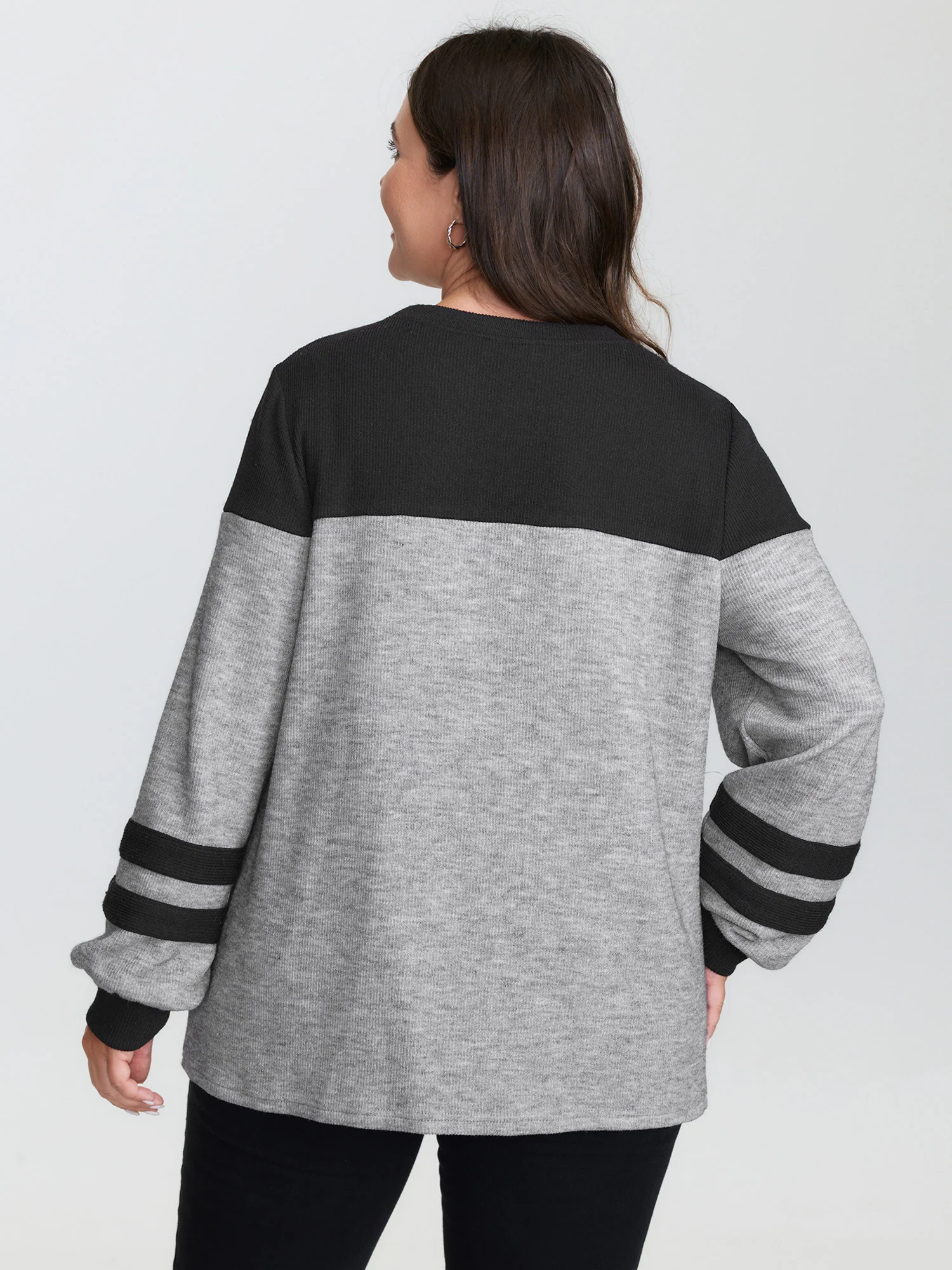 Stretchy Colorblock Striped Sweatshirt - Image 5