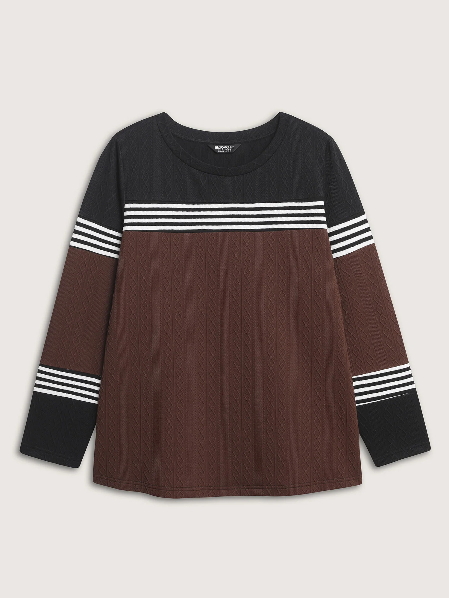 Stretchy Colorblock Textured Striped T-Shirt - Image 7