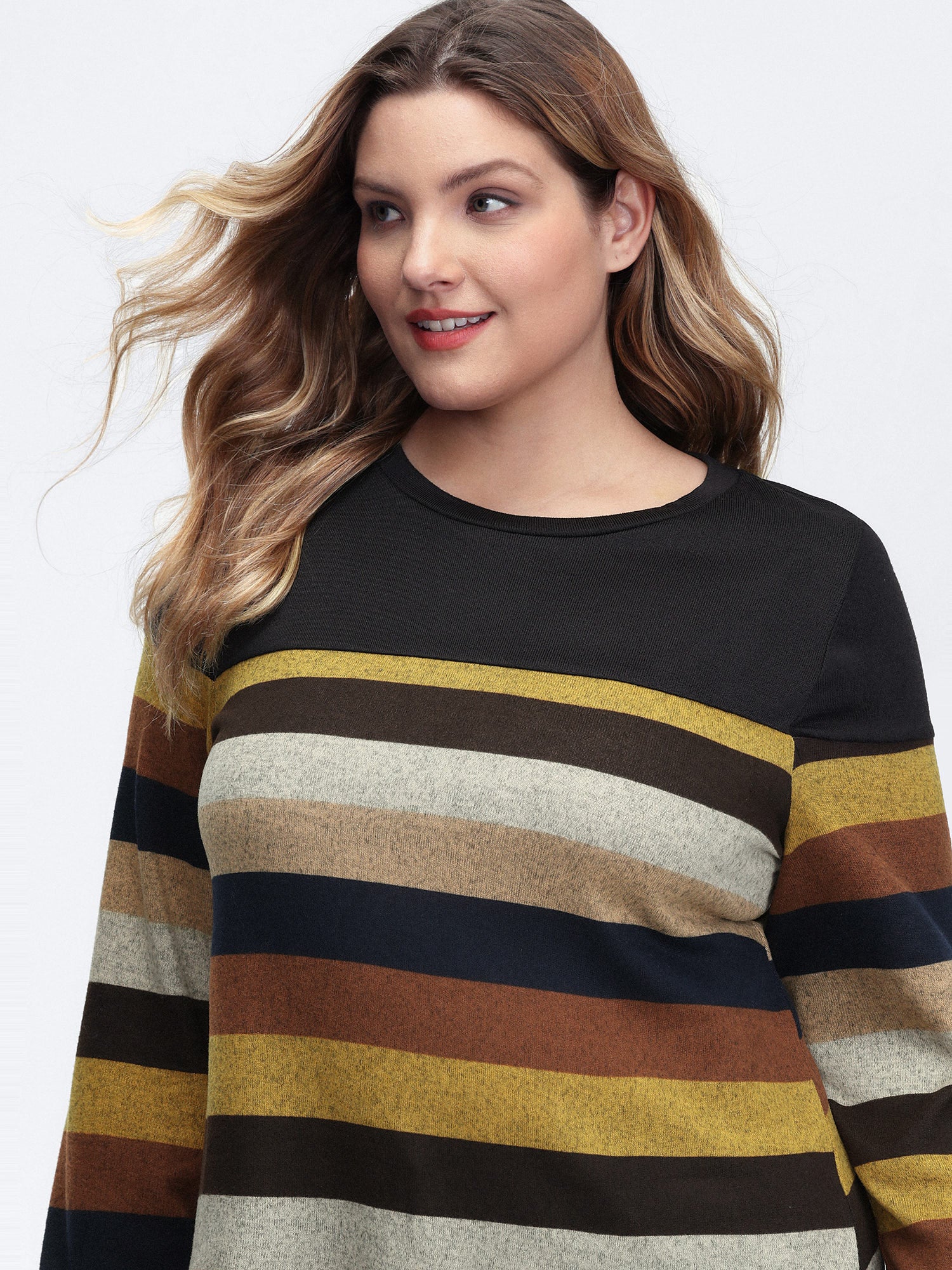 Stretchy Colorful Stripe Relaxed-Fit T-Shirt - Image 2