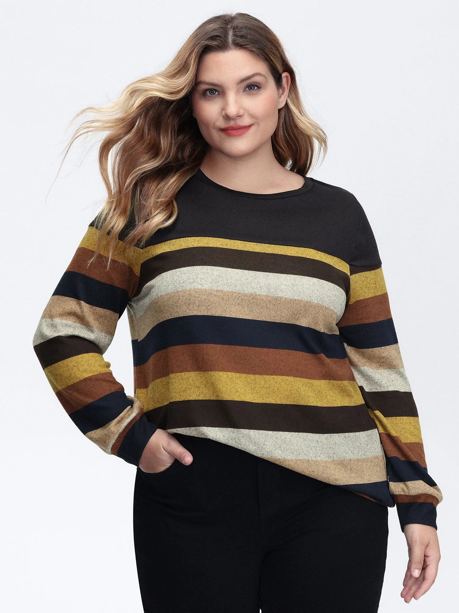 Stretchy Colorful Stripe Relaxed-Fit T-Shirt - Image 4