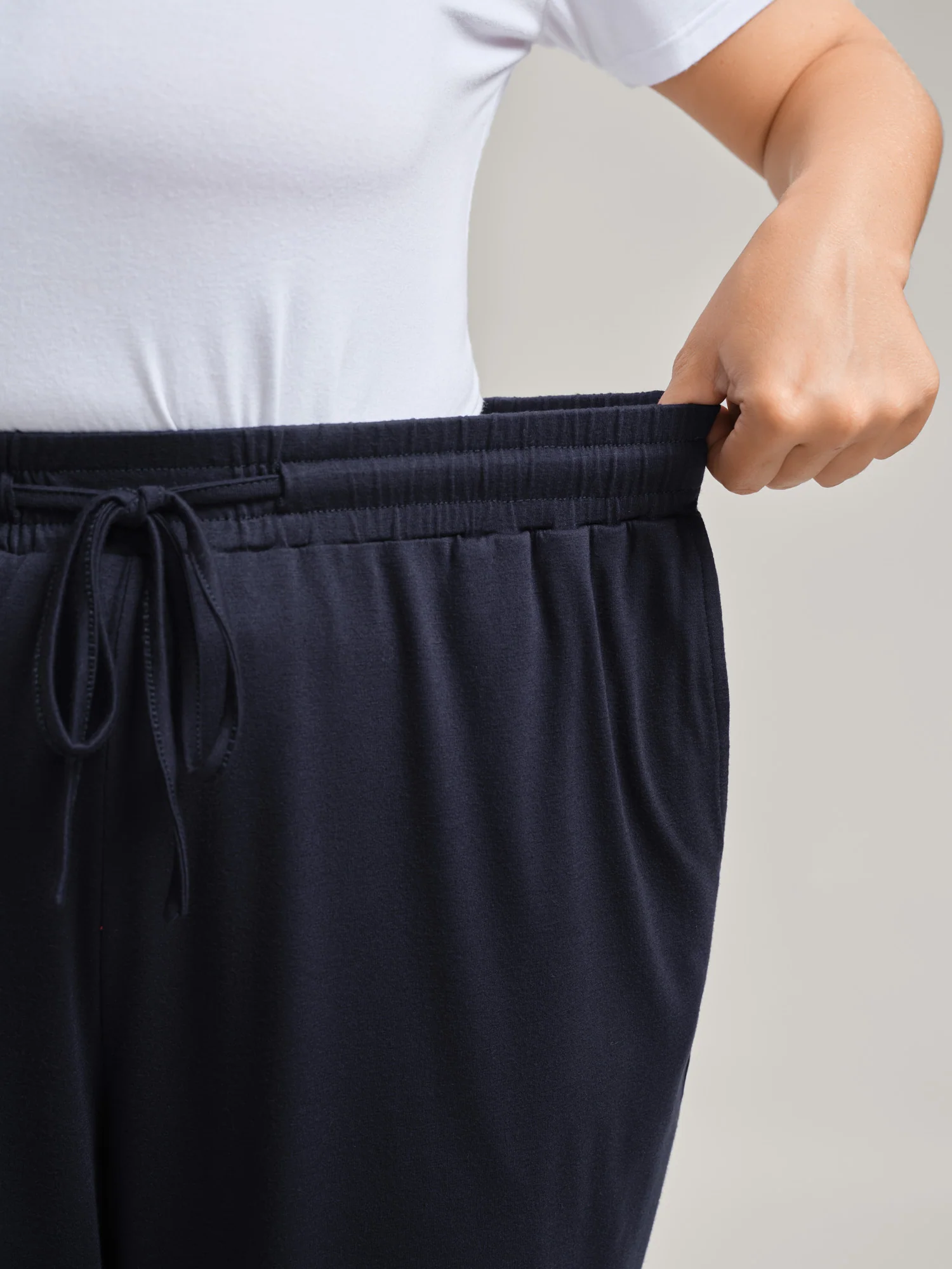 Stretchy Contrast Hem Straight Leg Lounge Pants - Image 3