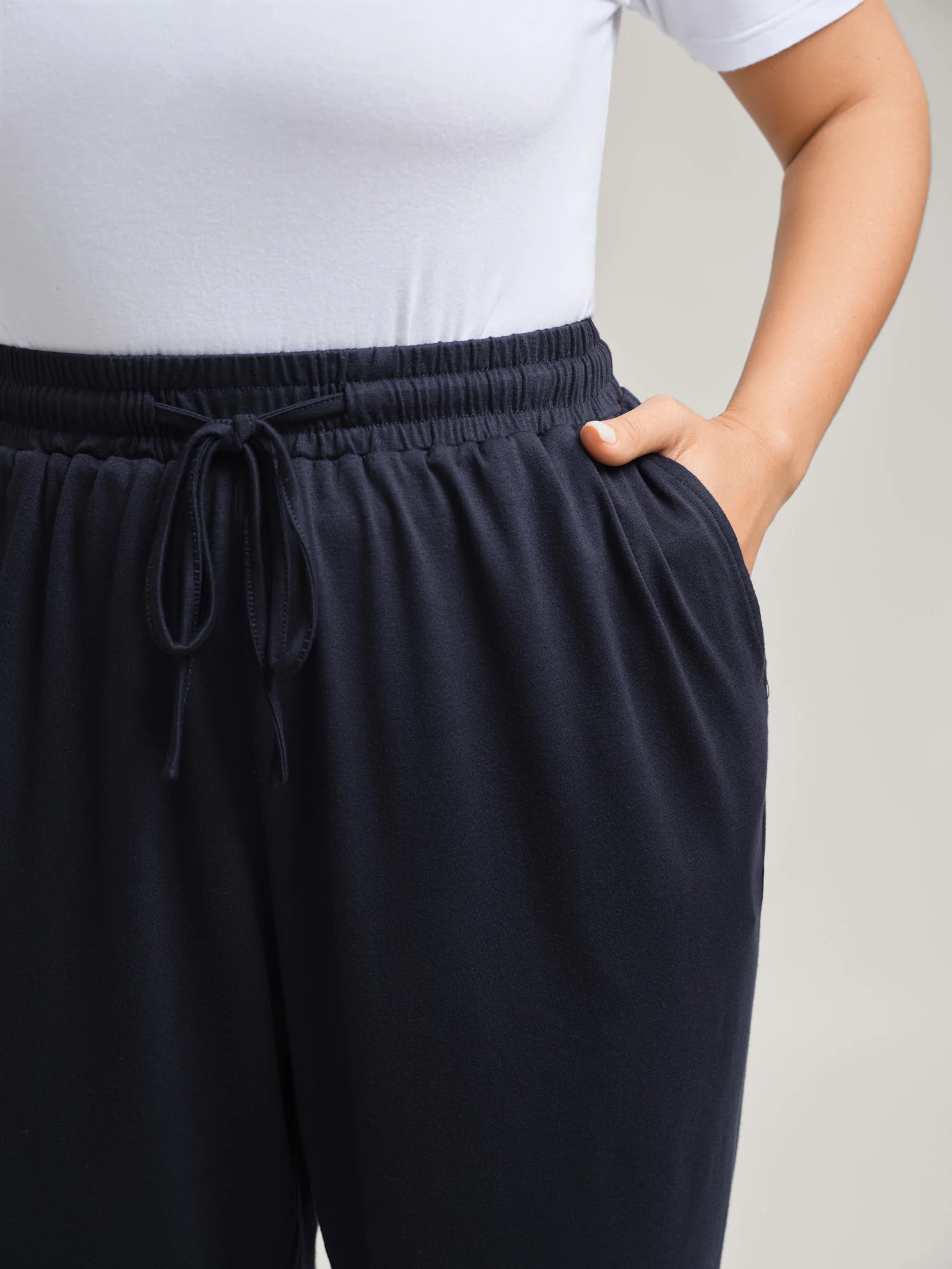 Stretchy Contrast Hem Straight Leg Lounge Pants - Image 4