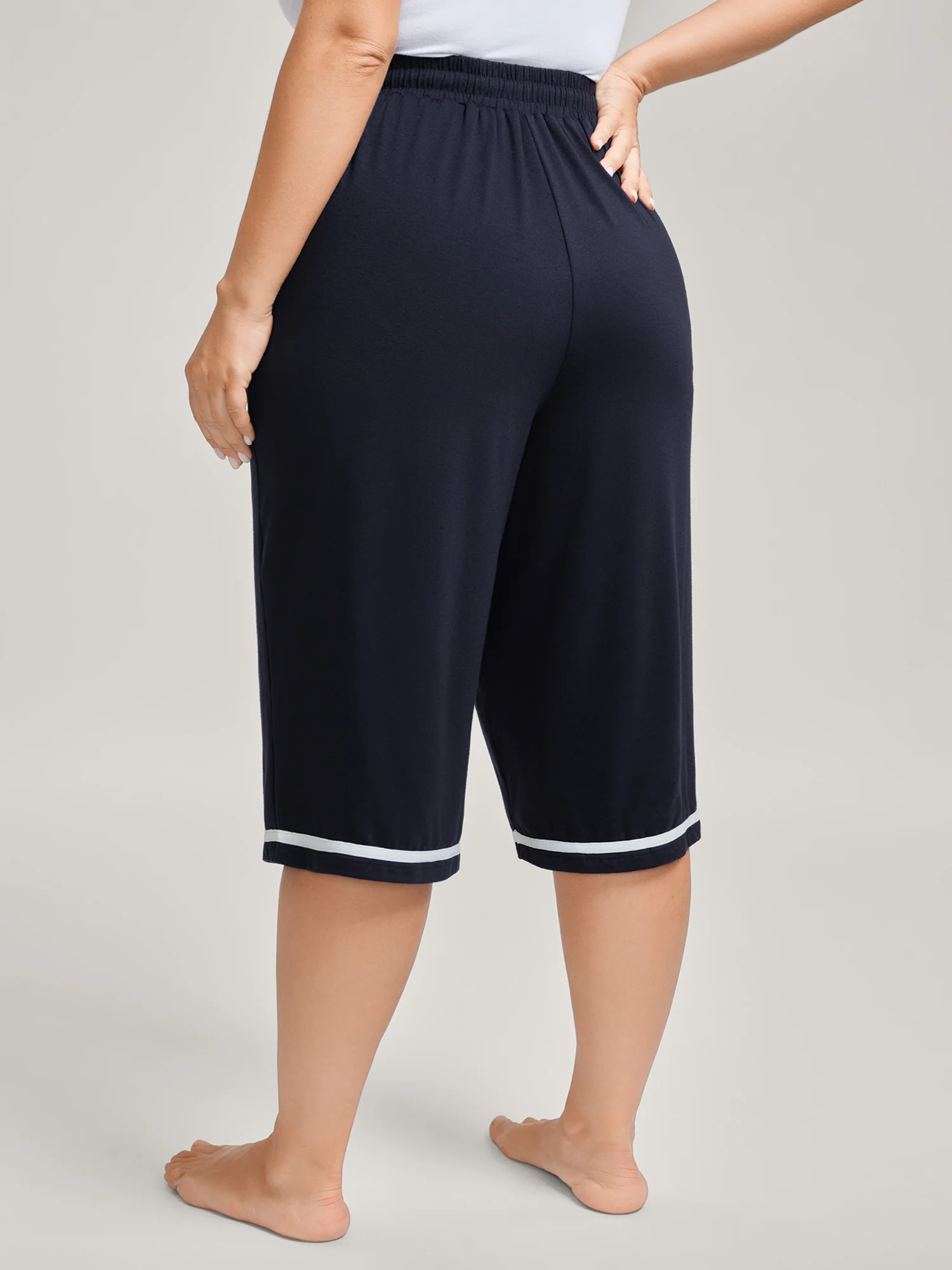Stretchy Contrast Hem Straight Leg Lounge Pants - Image 5