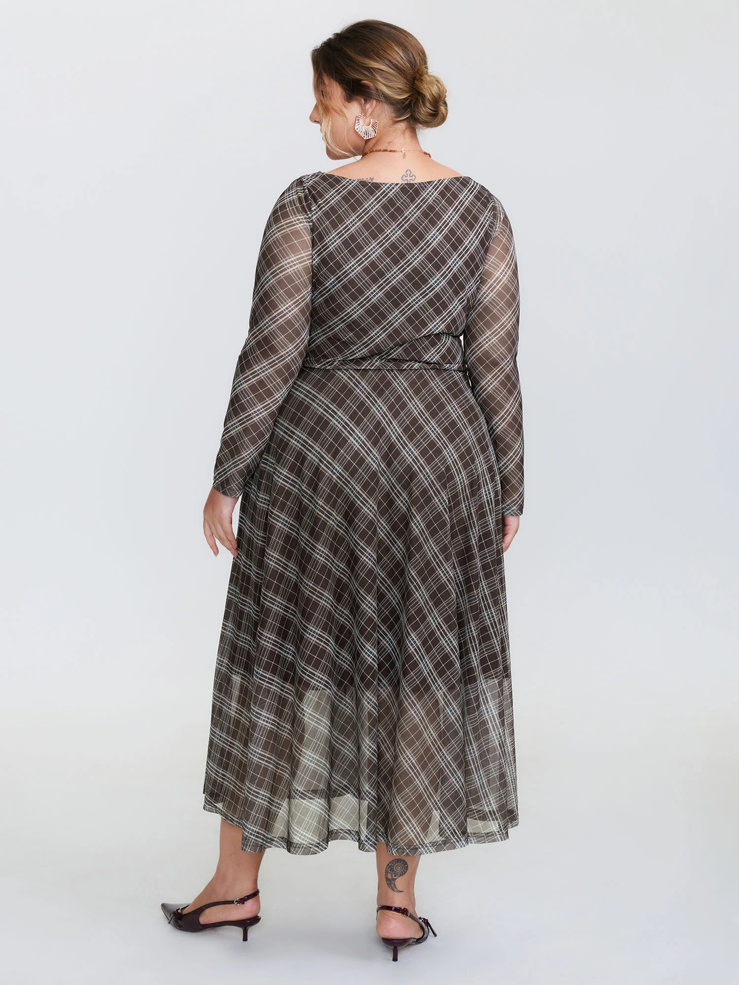 Stretchy Cowl Neckline Slit Pockets Maxi Dress - Image 4