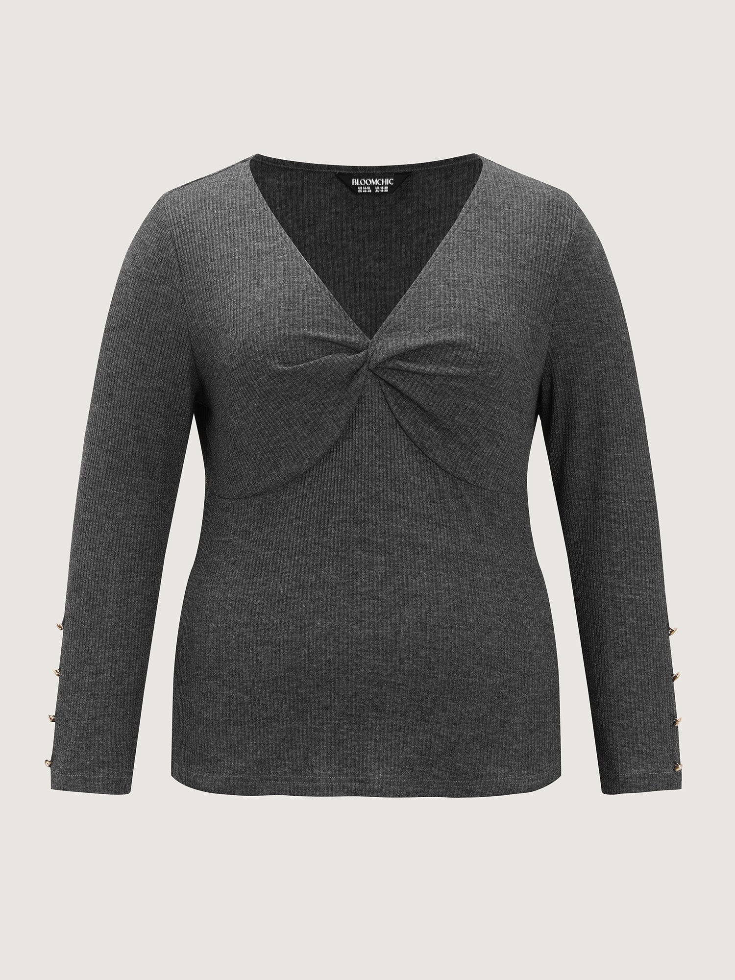 Stretchy Cross Neck Cutout Ribbed Knit Top - Image 6