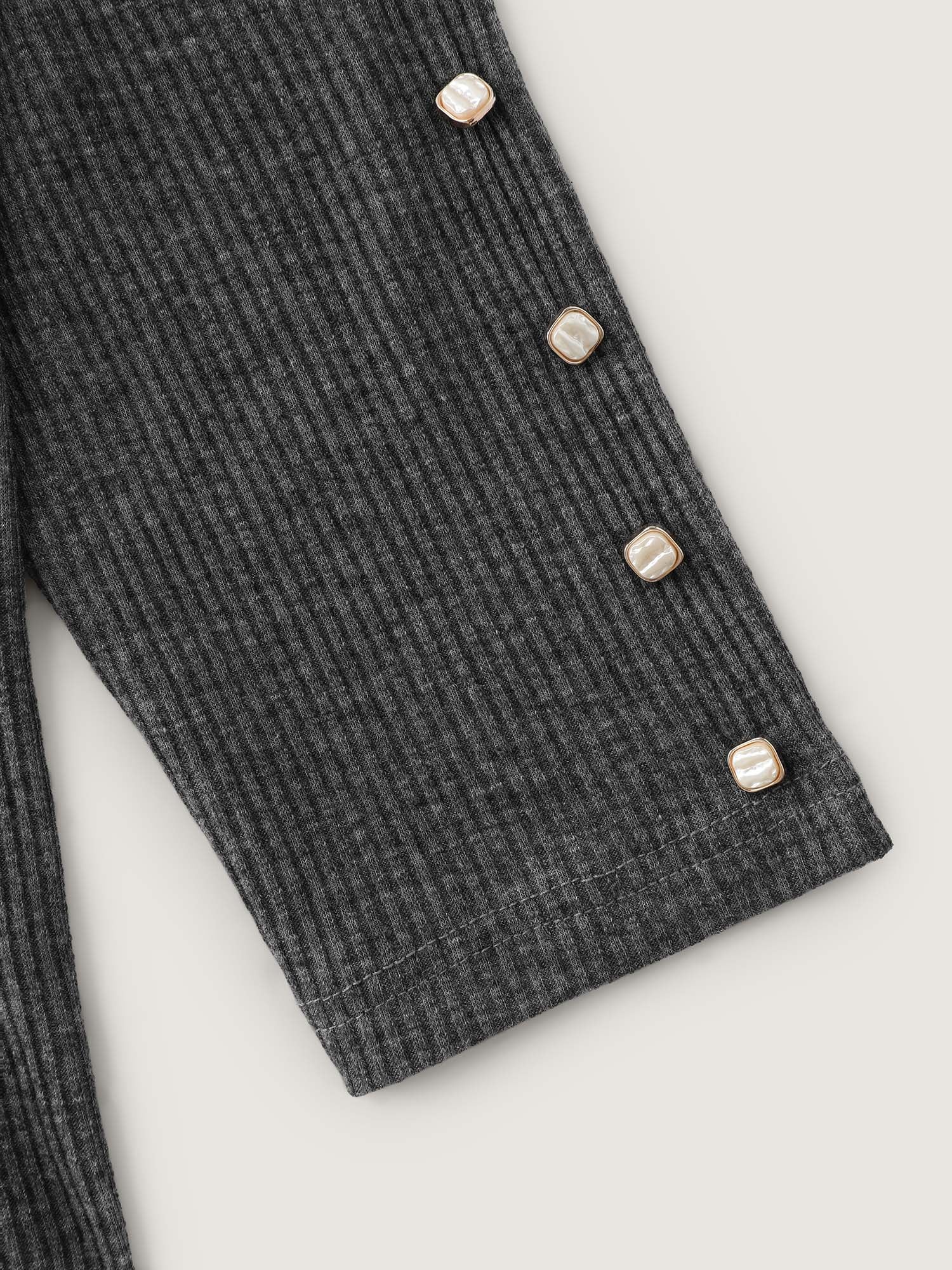 Stretchy Cross Neck Cutout Ribbed Knit Top - Image 7