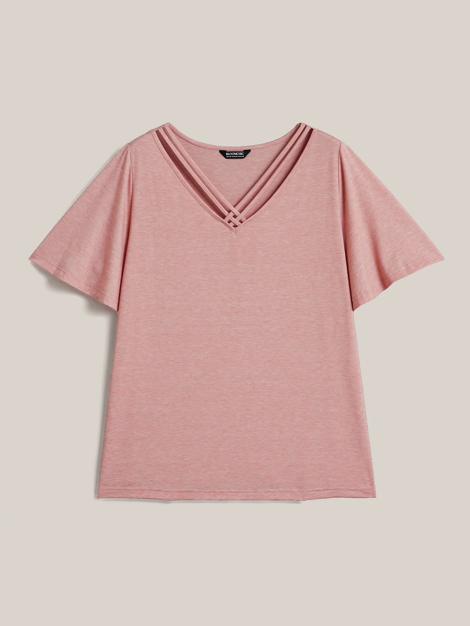 Stretchy Cross-Straps Lotus Leaf Sleeve Top - Image 8