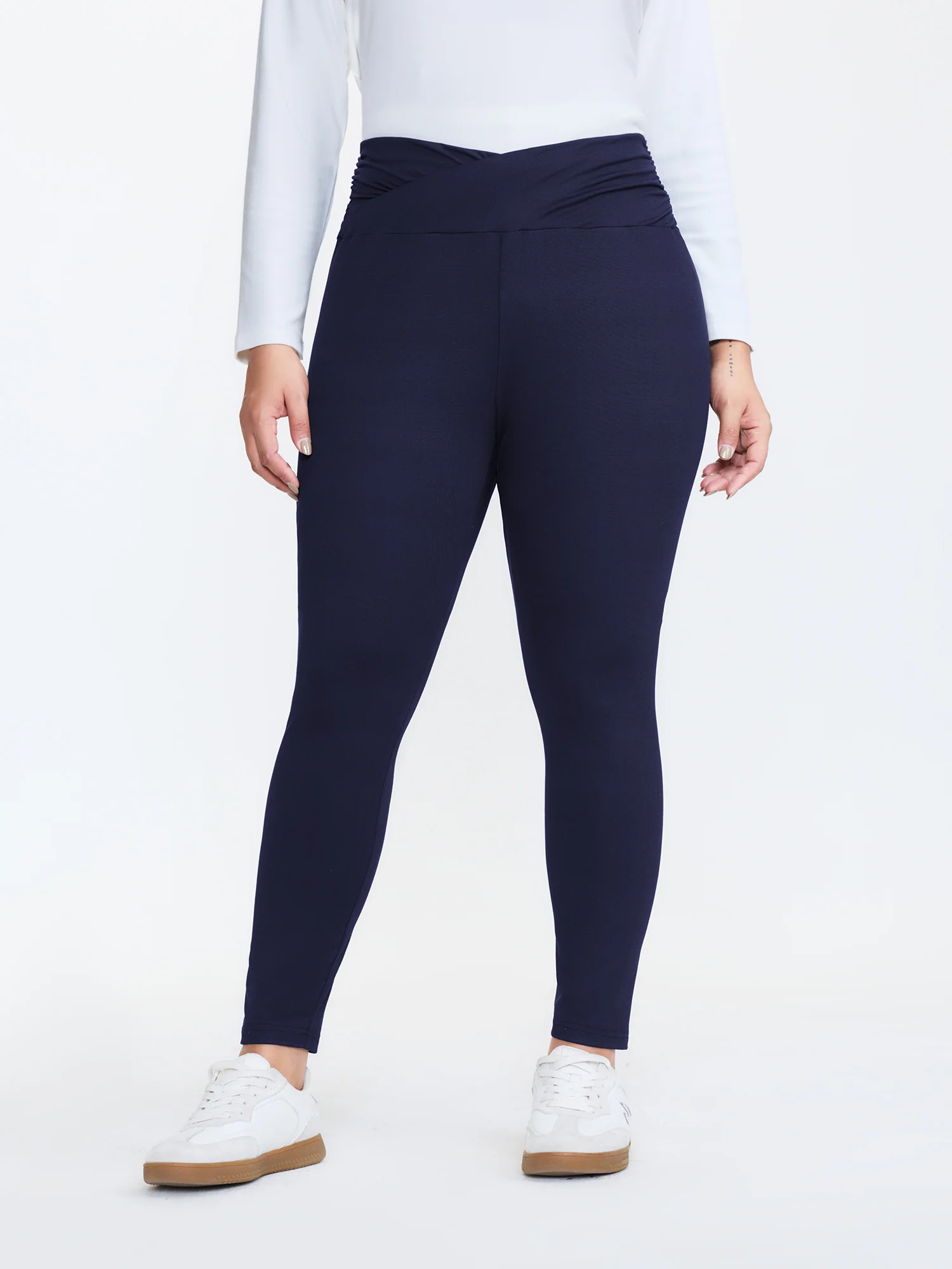 Stretchy Cross Waist Slim Fit Leggings - Image 9