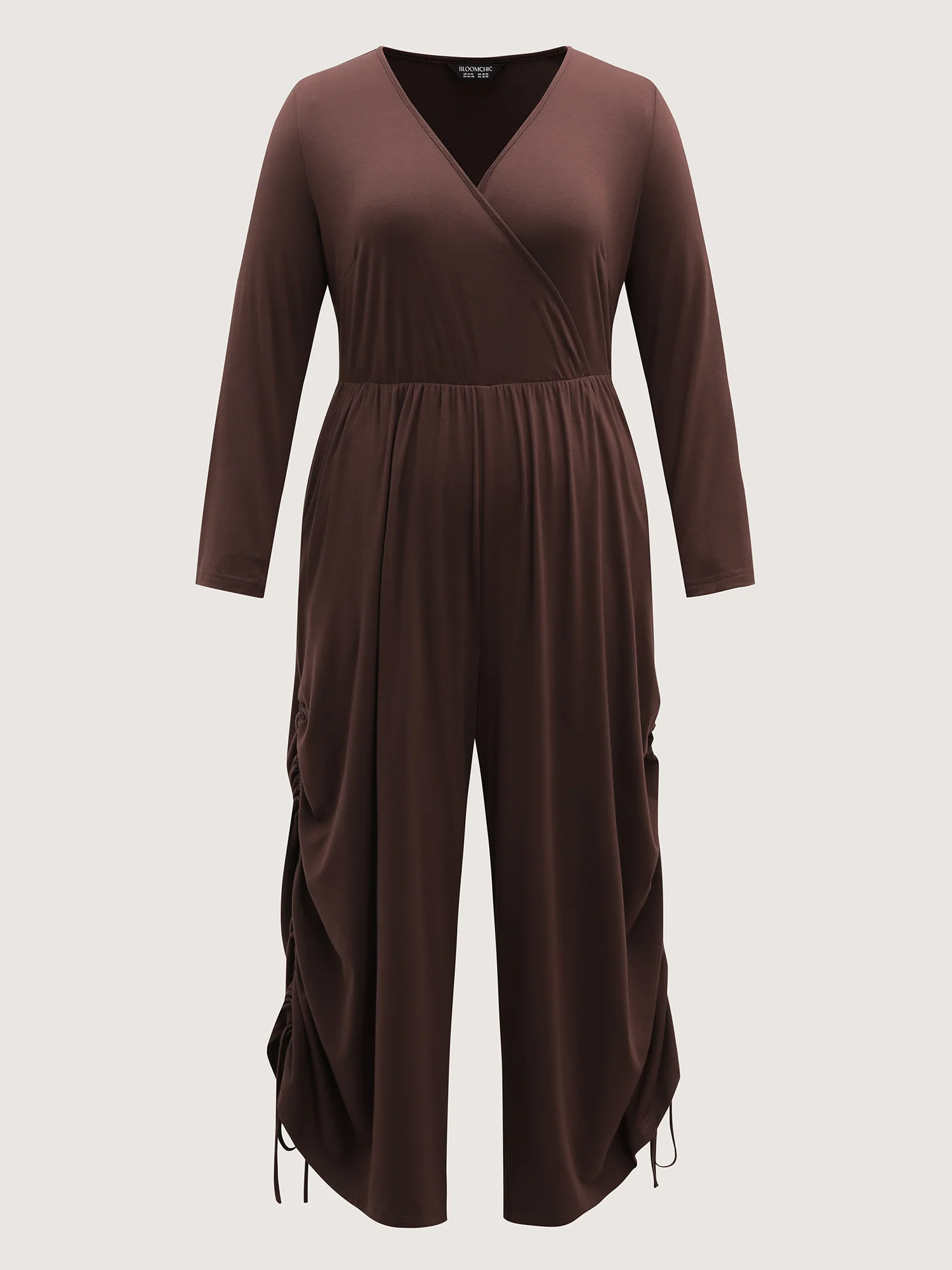 Easy peezy Stretchy Cross-Wrap Drawstring Hem Jumpsuit - Image 9