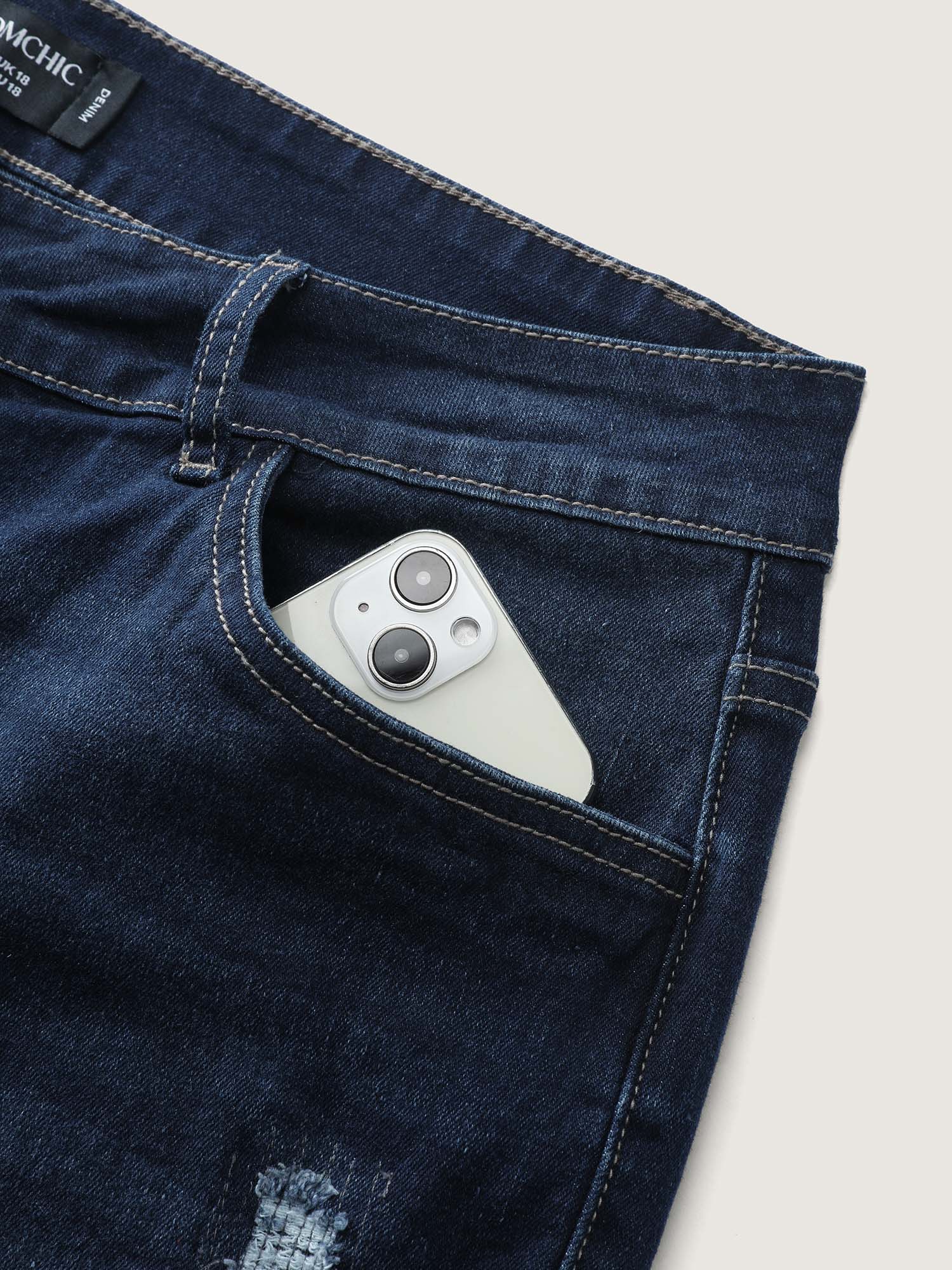 Stretchy Crown Ripped Straight-Leg Jeans - Image 8